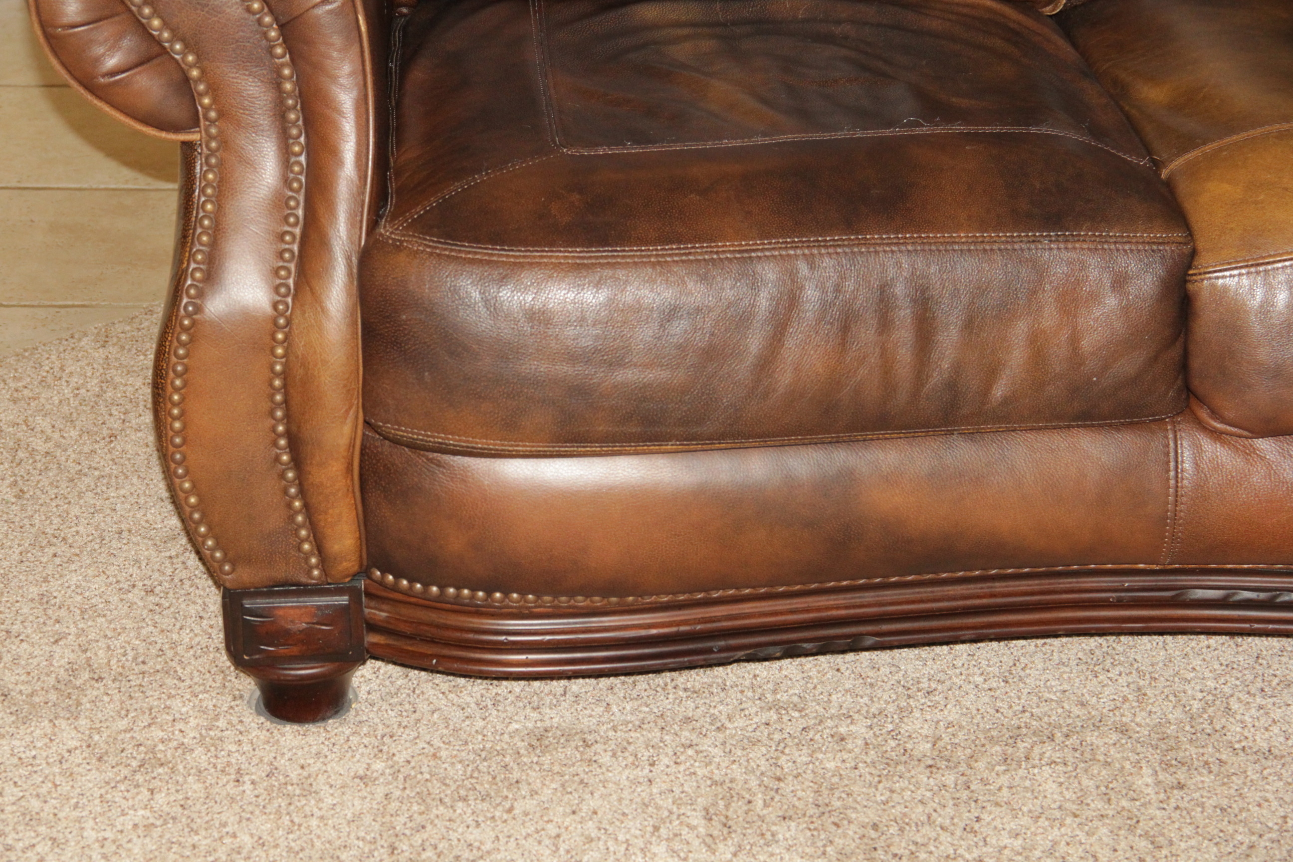 Brown Leather Love Seat by Lane