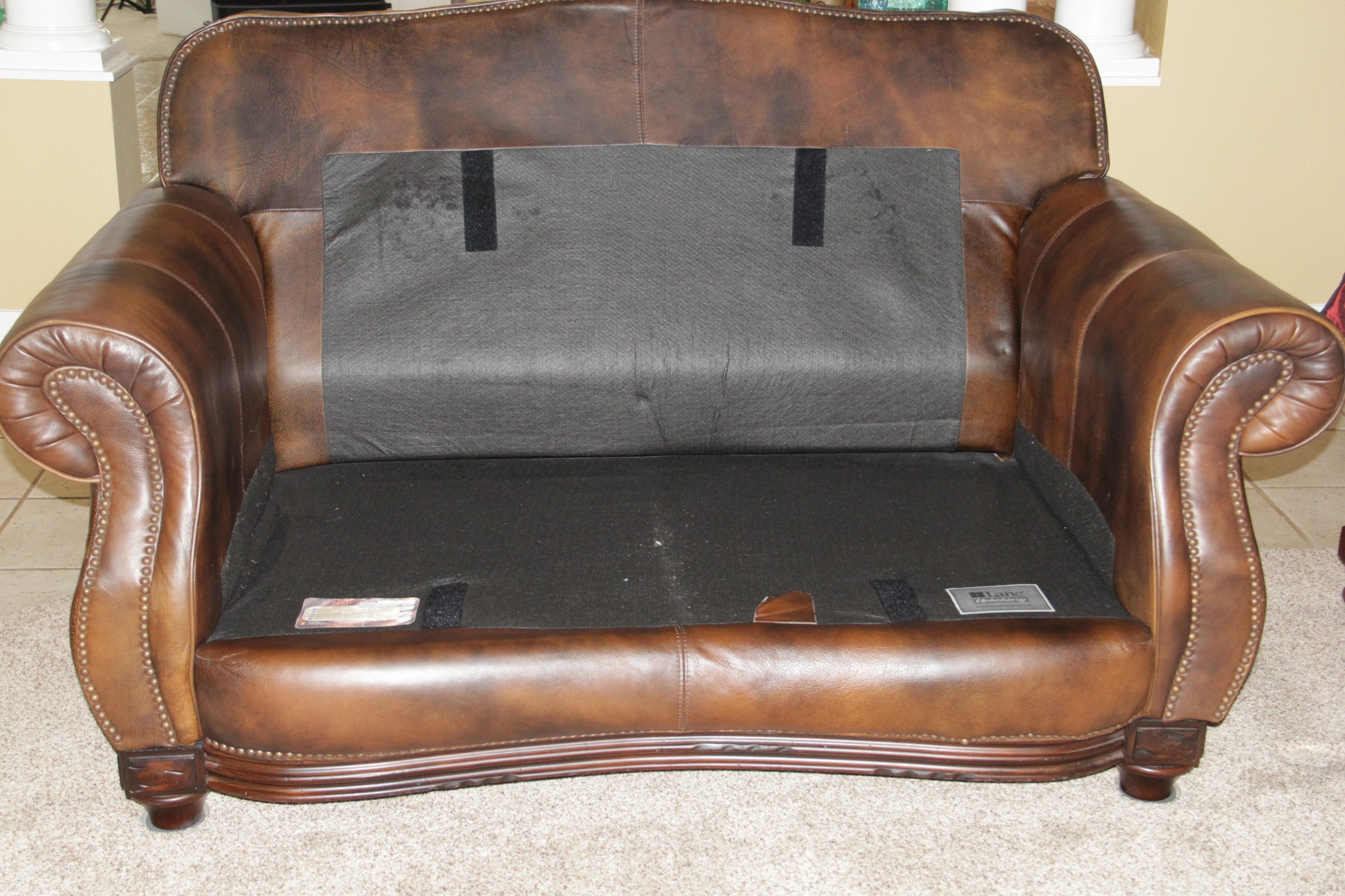 Brown Leather Love Seat by Lane