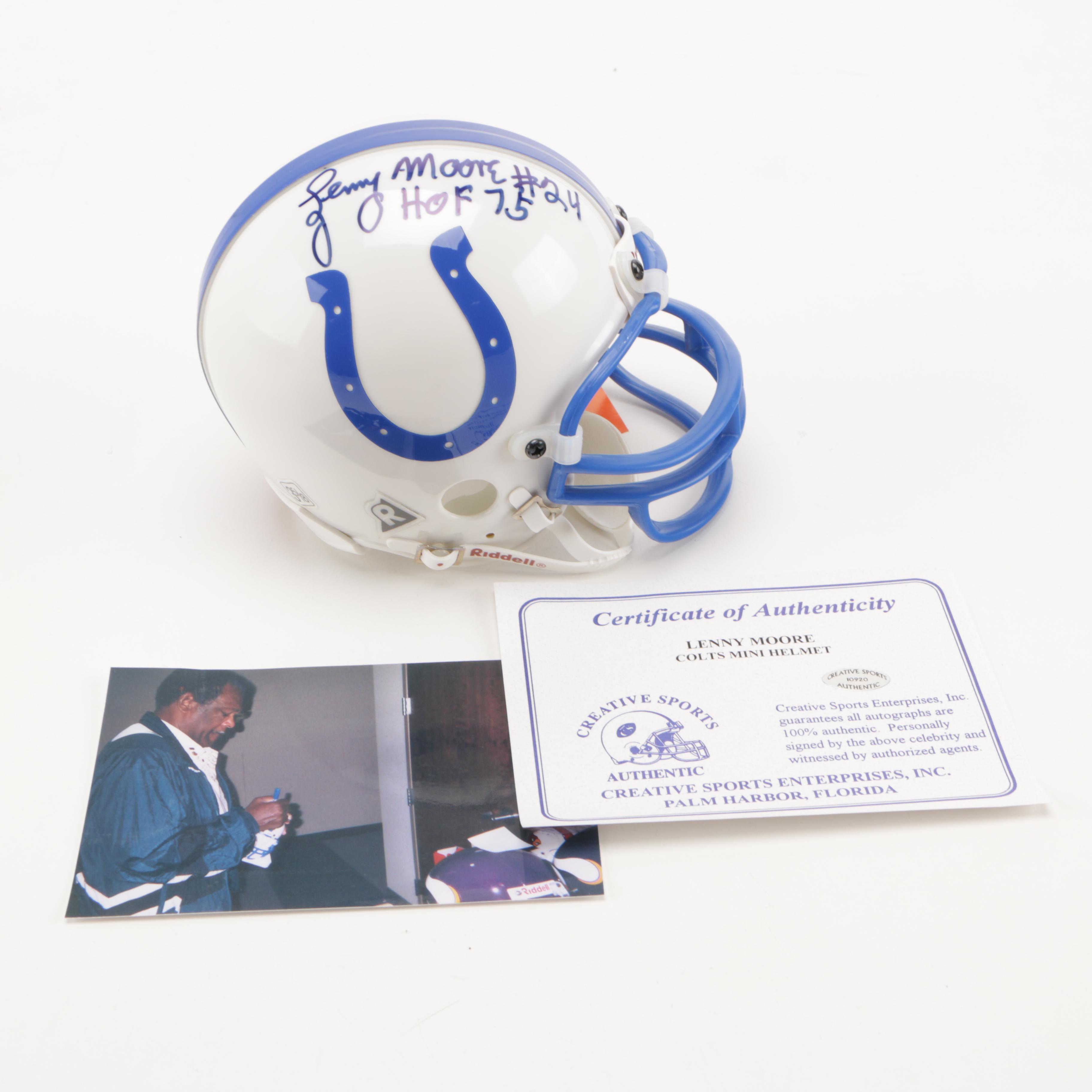 Lenny Moore Signed Mini Helmet