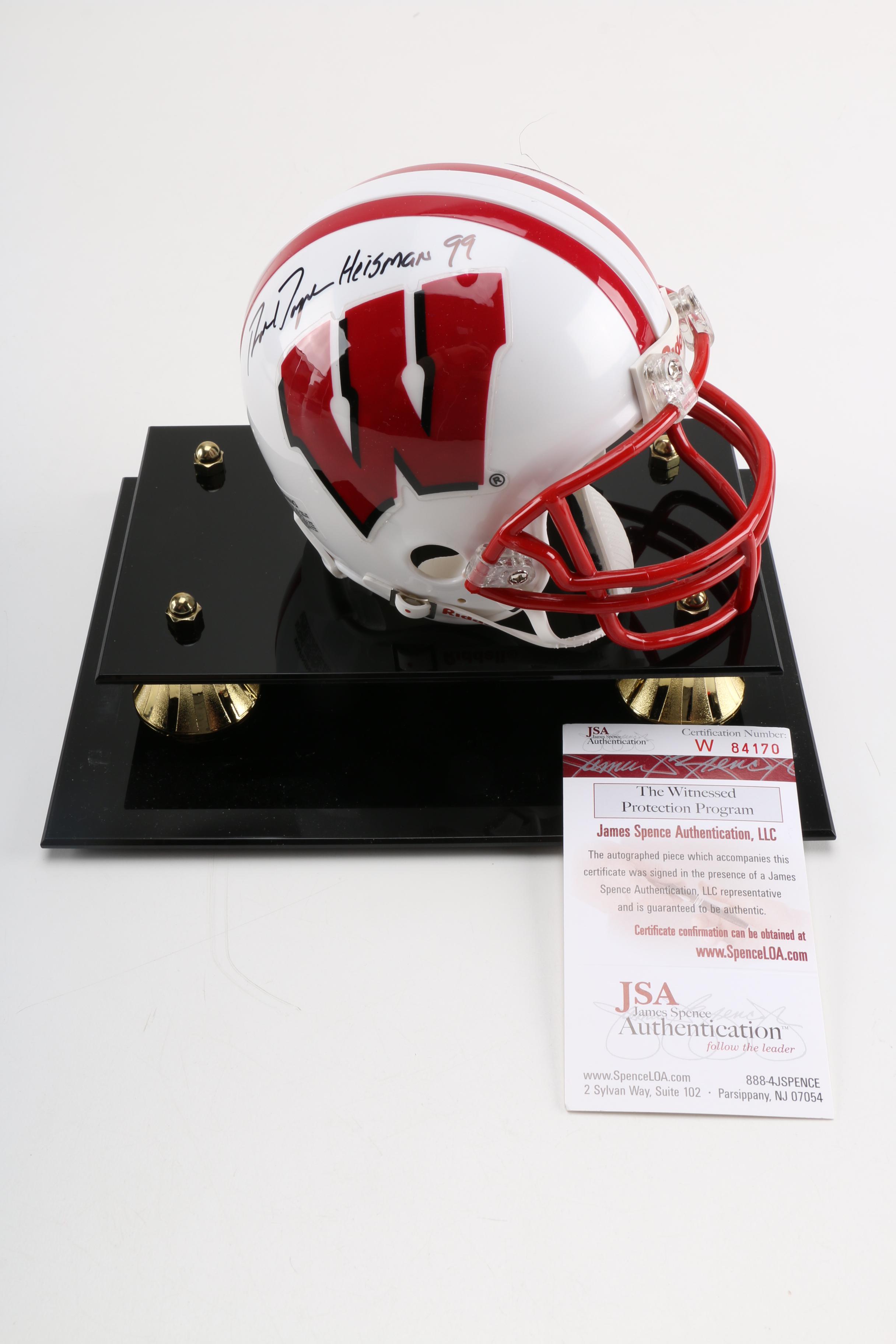 Ron Dayne Signed University of Wisconsin Mini Helmet