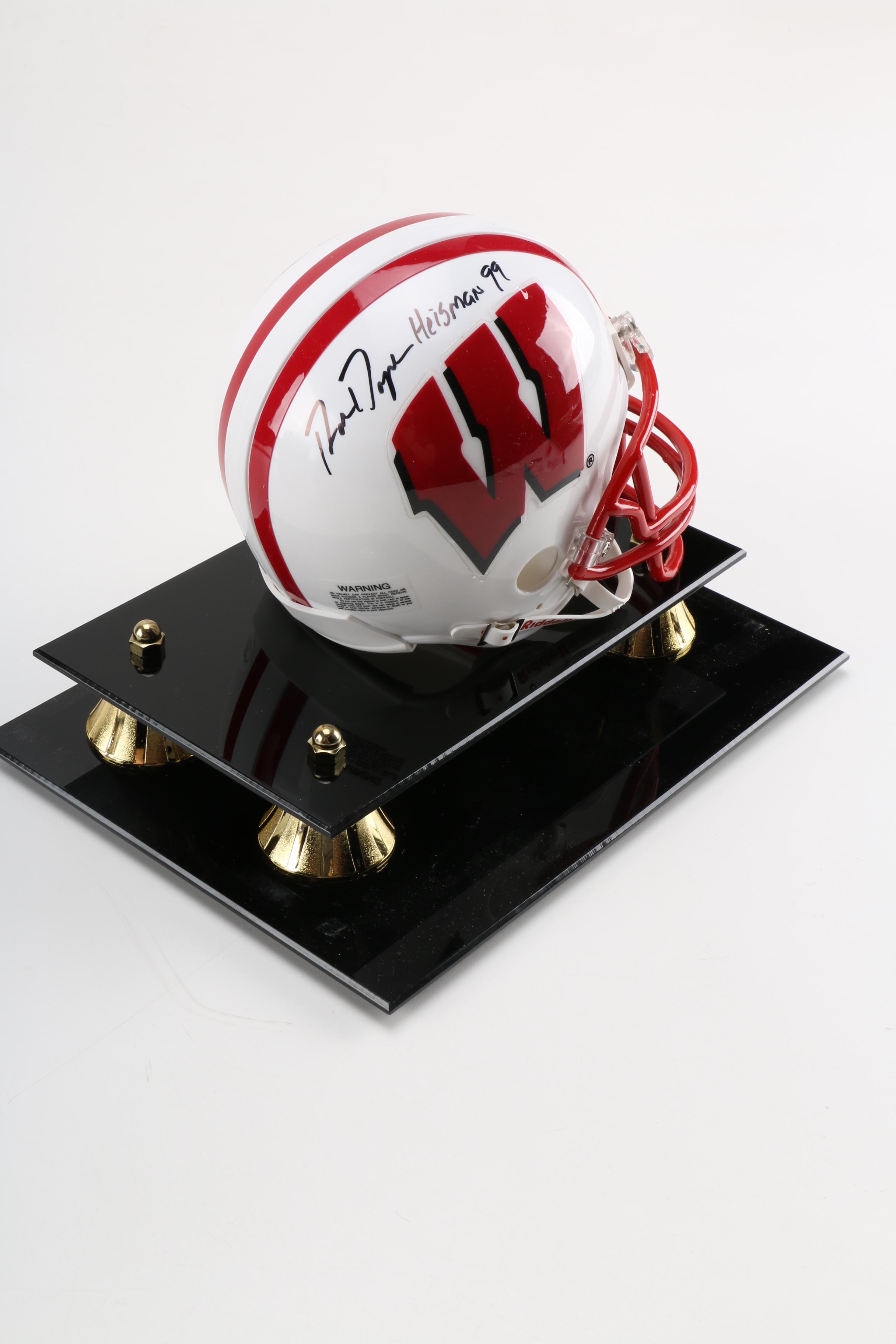 Ron Dayne Signed University of Wisconsin Mini Helmet