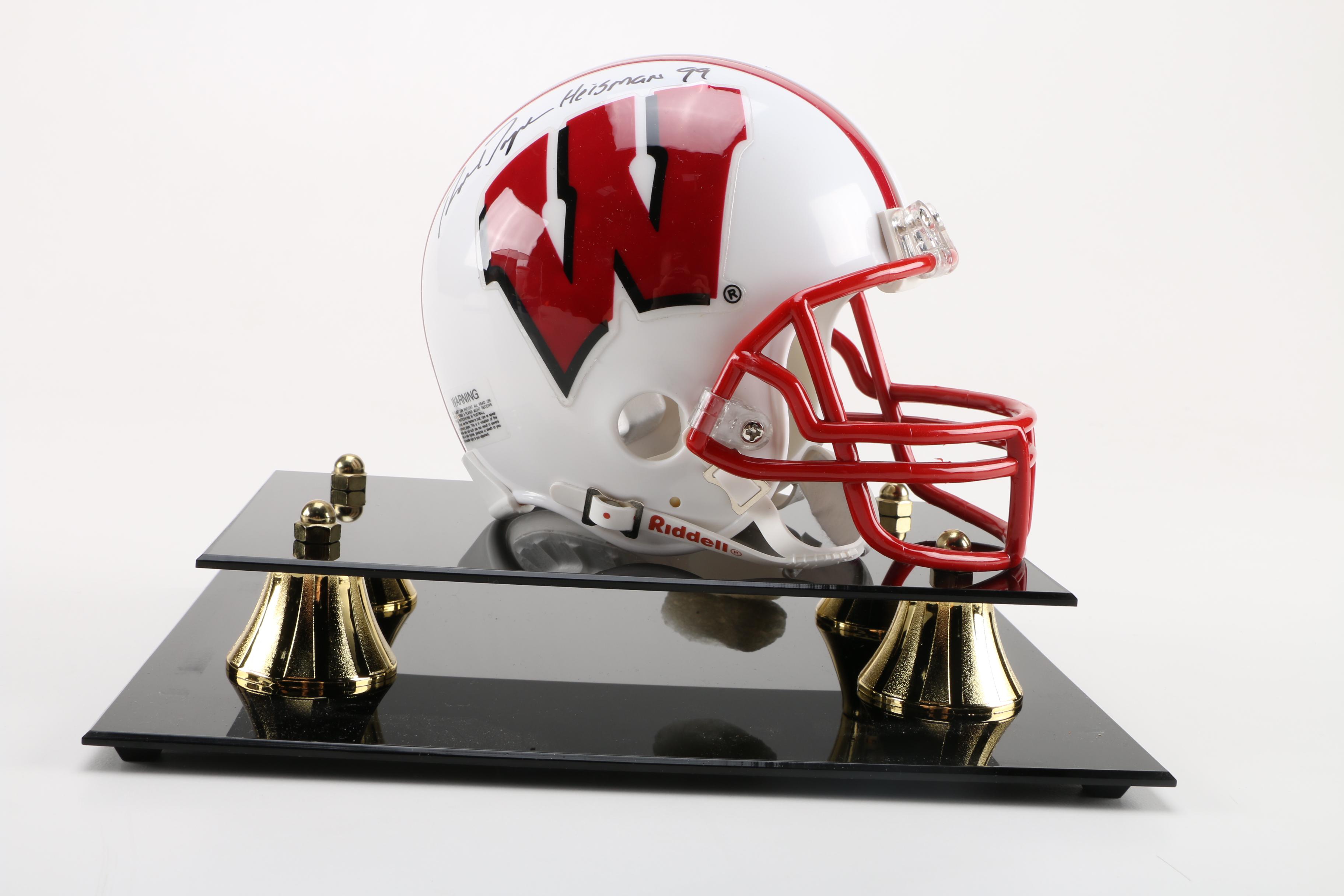 Ron Dayne Signed University of Wisconsin Mini Helmet