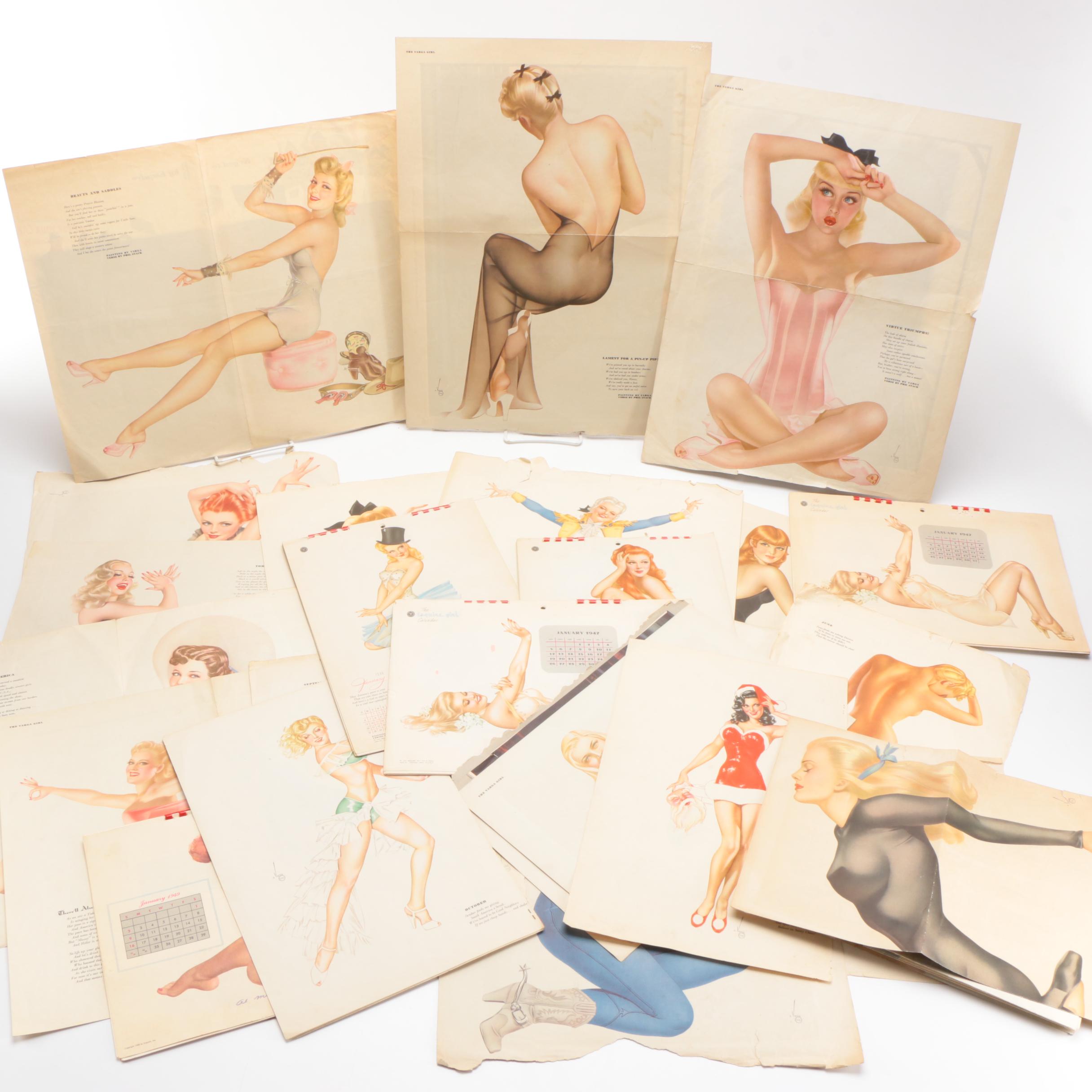 1940s Pin-Up "Esquire Girl" Calendars and "Varga Girl" Magazine Clippings