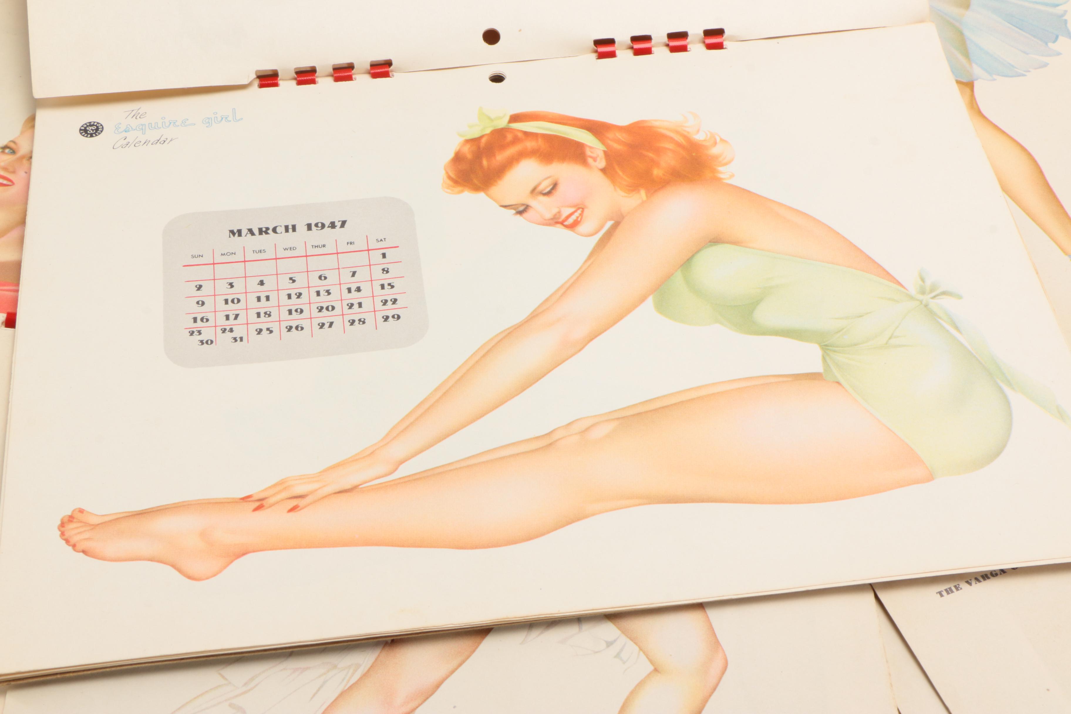 1940s Pin-Up "Esquire Girl" Calendars and "Varga Girl" Magazine Clippings