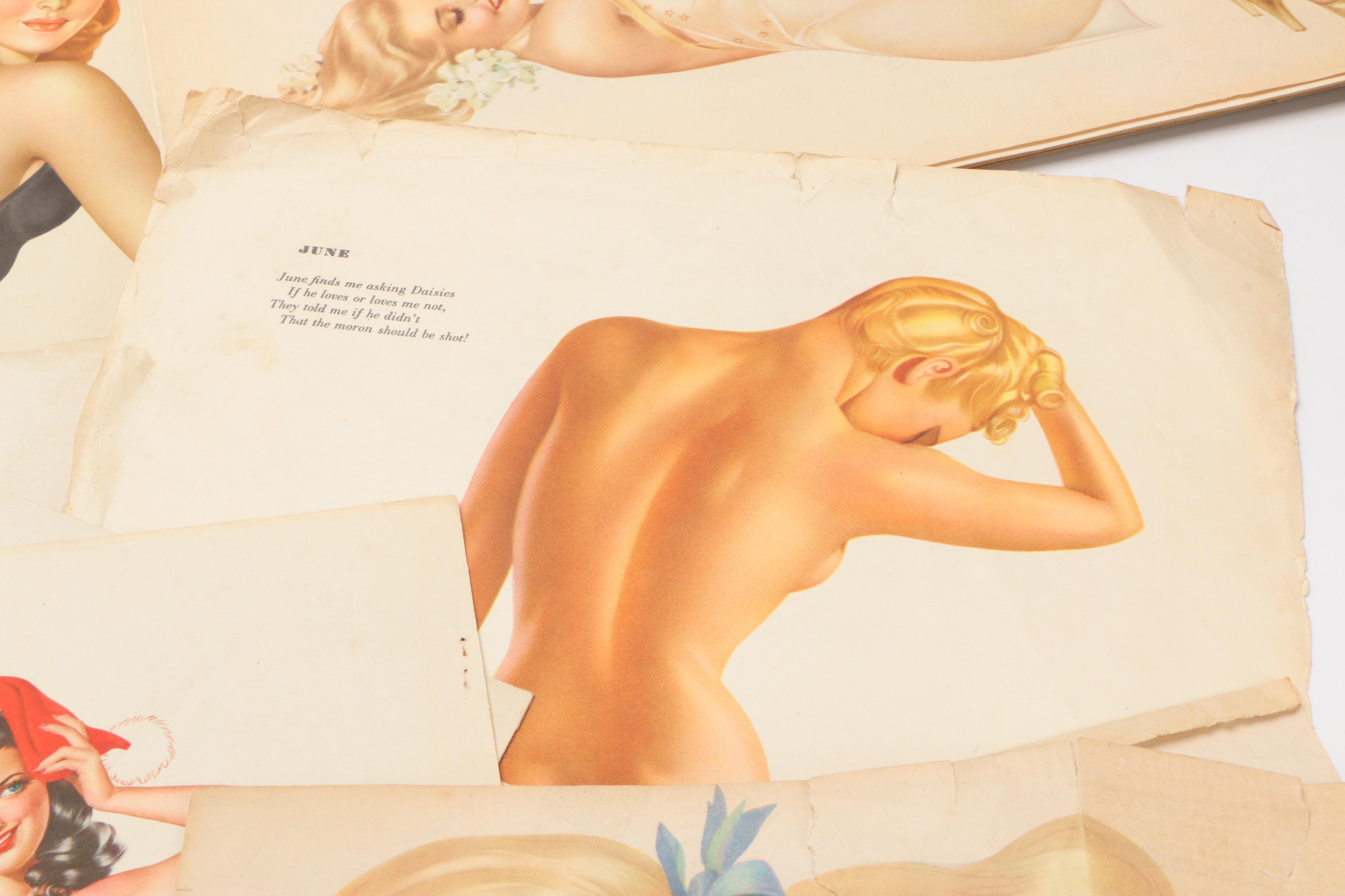 1940s Pin-Up "Esquire Girl" Calendars and "Varga Girl" Magazine Clippings