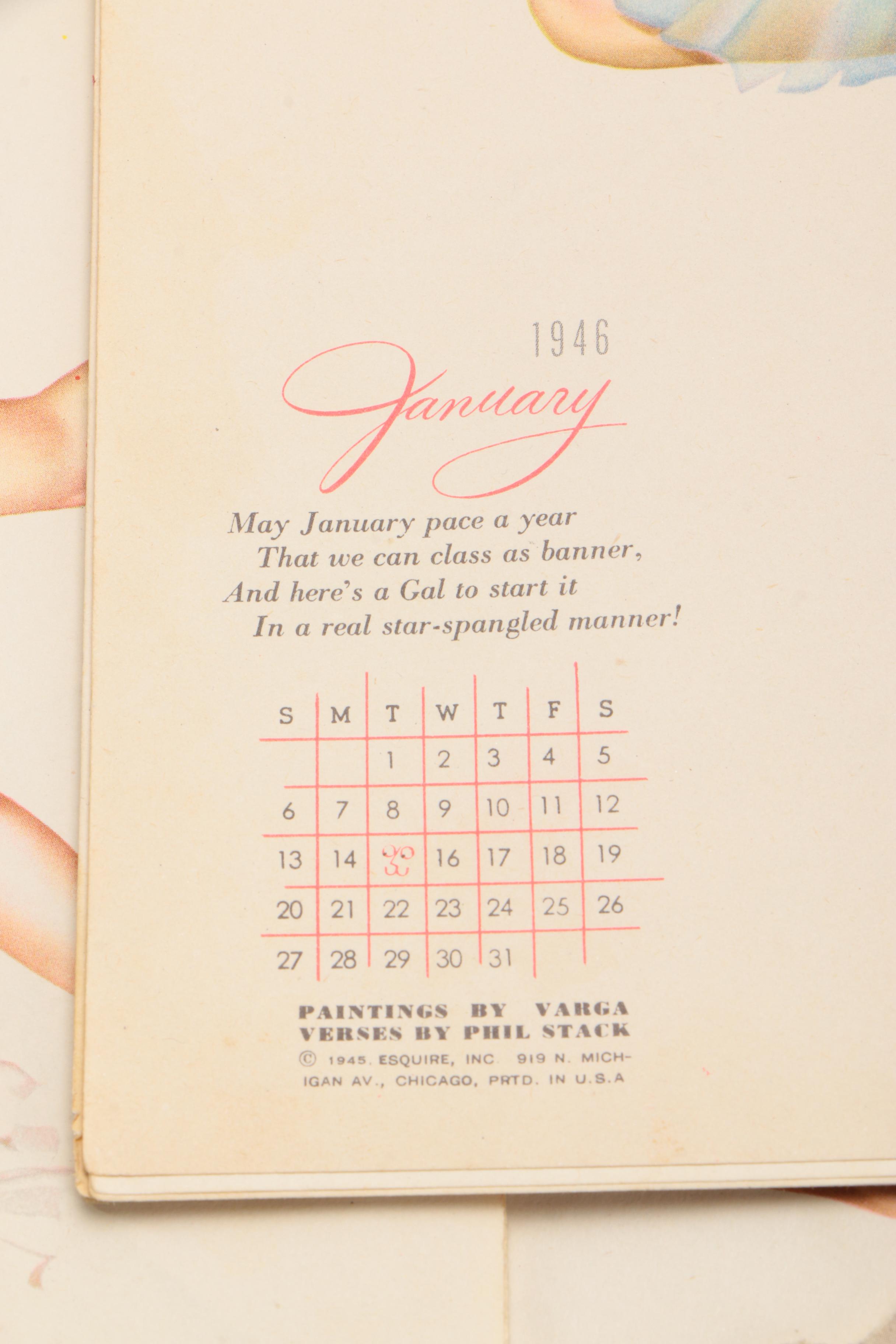 1940s Pin-Up "Esquire Girl" Calendars and "Varga Girl" Magazine Clippings