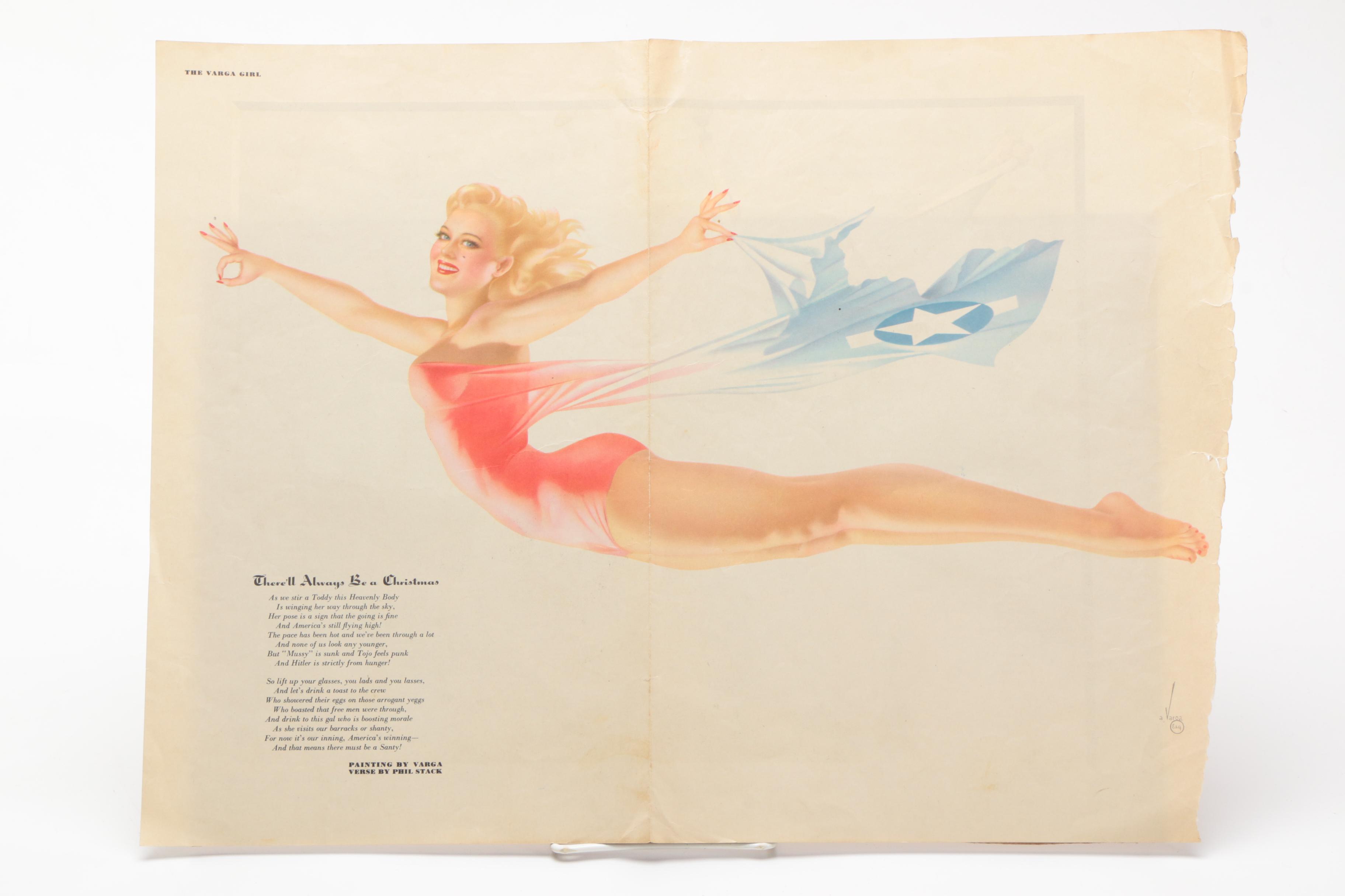 1940s Pin-Up "Esquire Girl" Calendars and "Varga Girl" Magazine Clippings