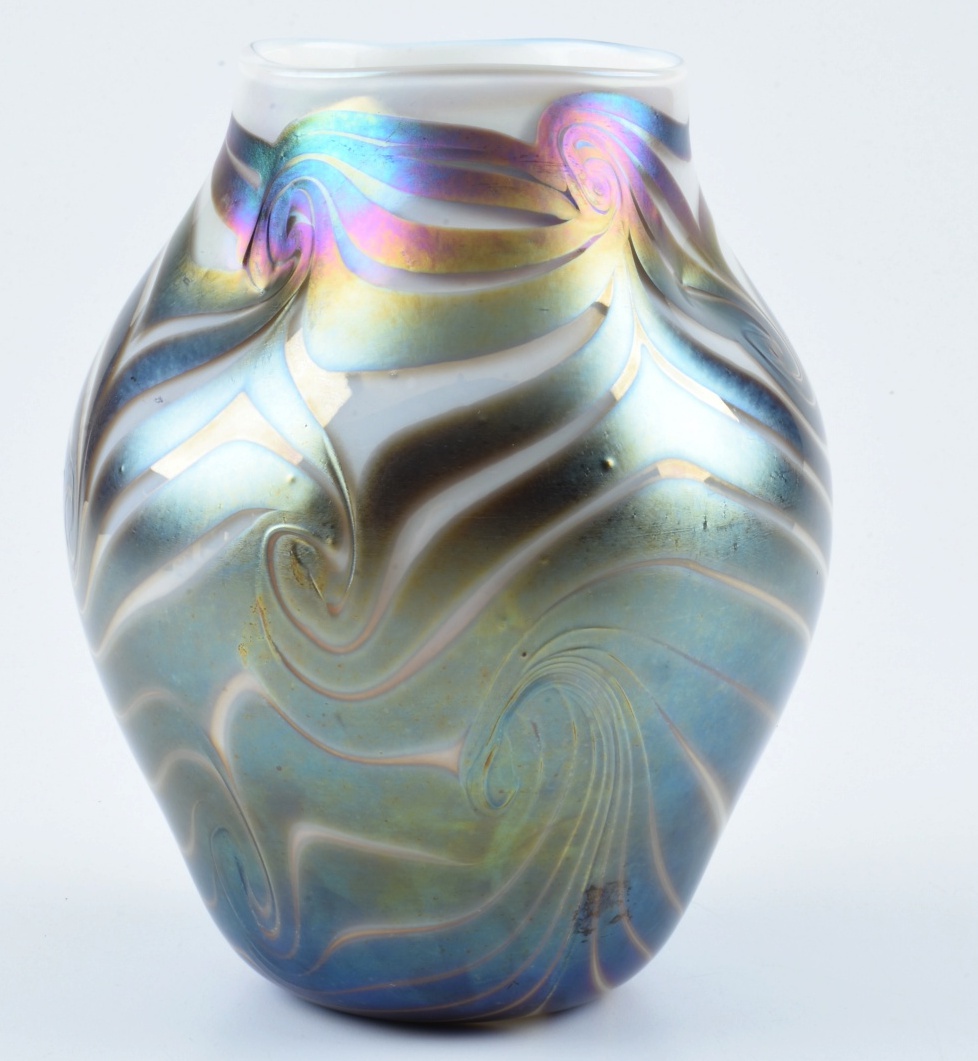 Hand-Blown Art Glass Vase by John Barber