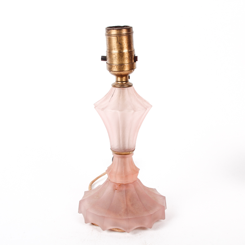 Vintage Pink Frosted Glass Table Lamp