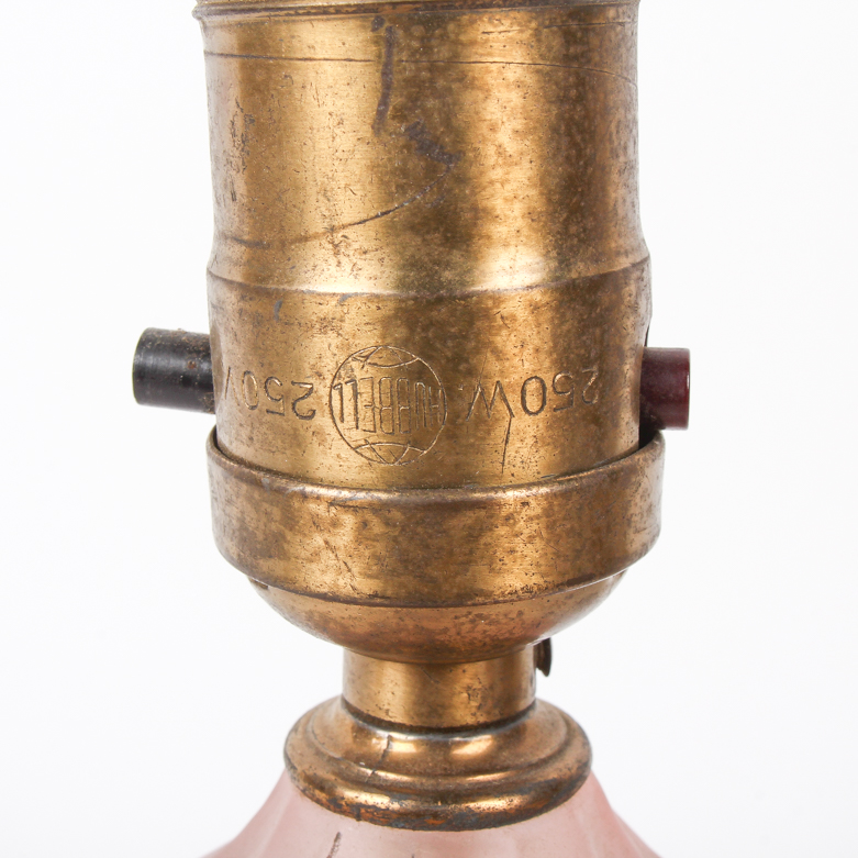 Vintage Pink Frosted Glass Table Lamp