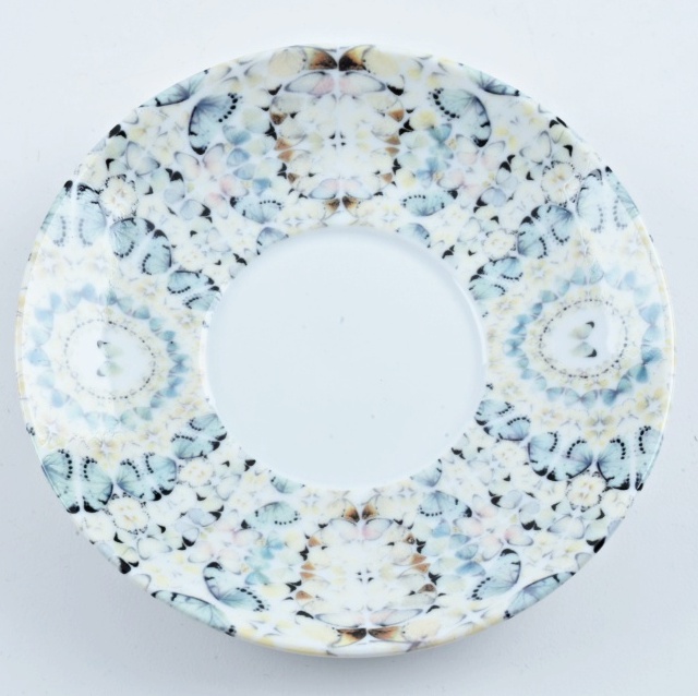 Four Damien Hirst "Virtue" Electroplated Cups and Saucers