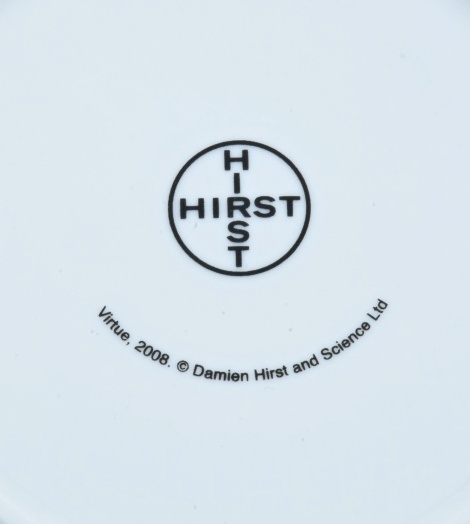 Four Damien Hirst "Virtue" Electroplated Cups and Saucers