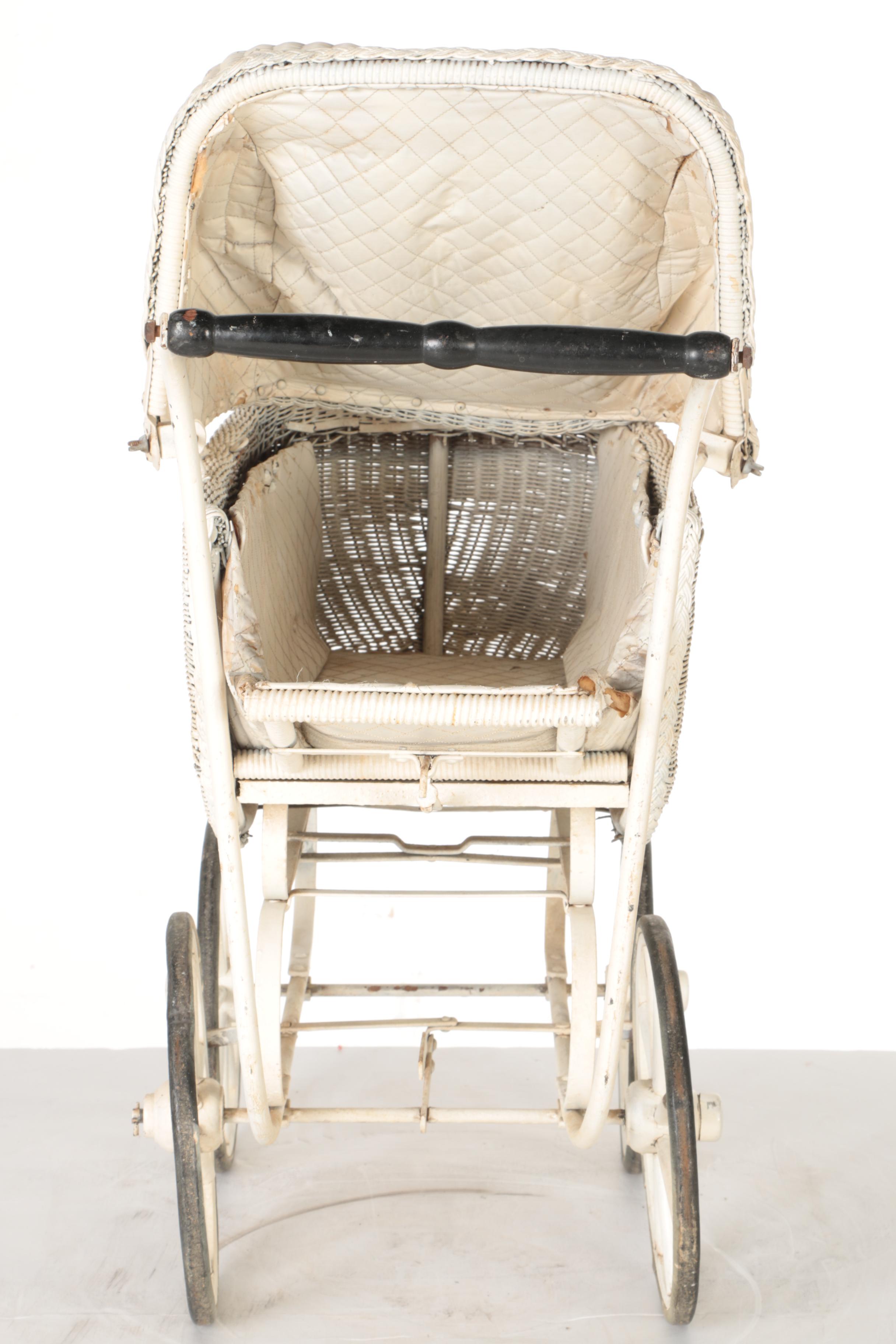 Antique Wicker Bassinet Stroller