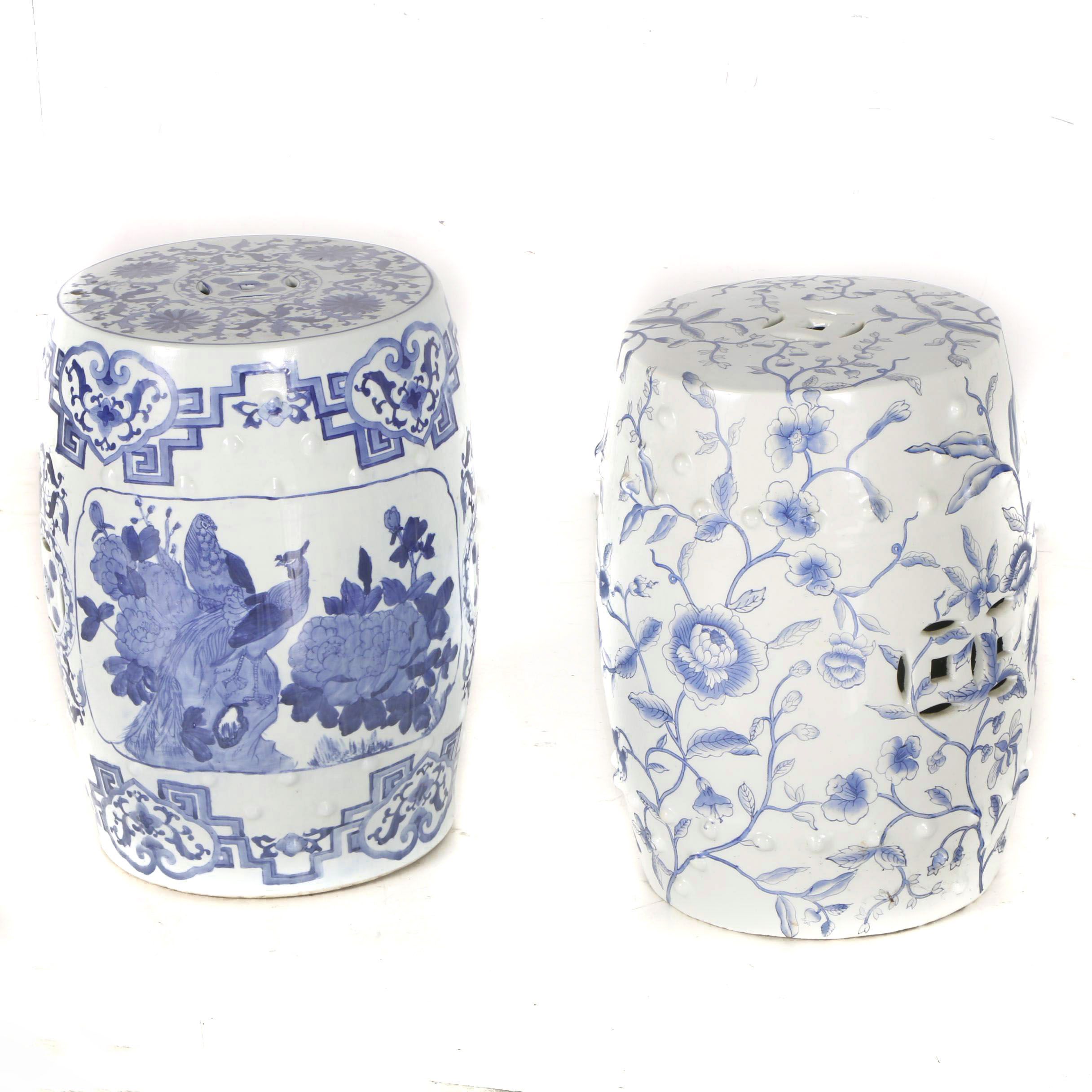 Blue and White Ceramic Plant Stands