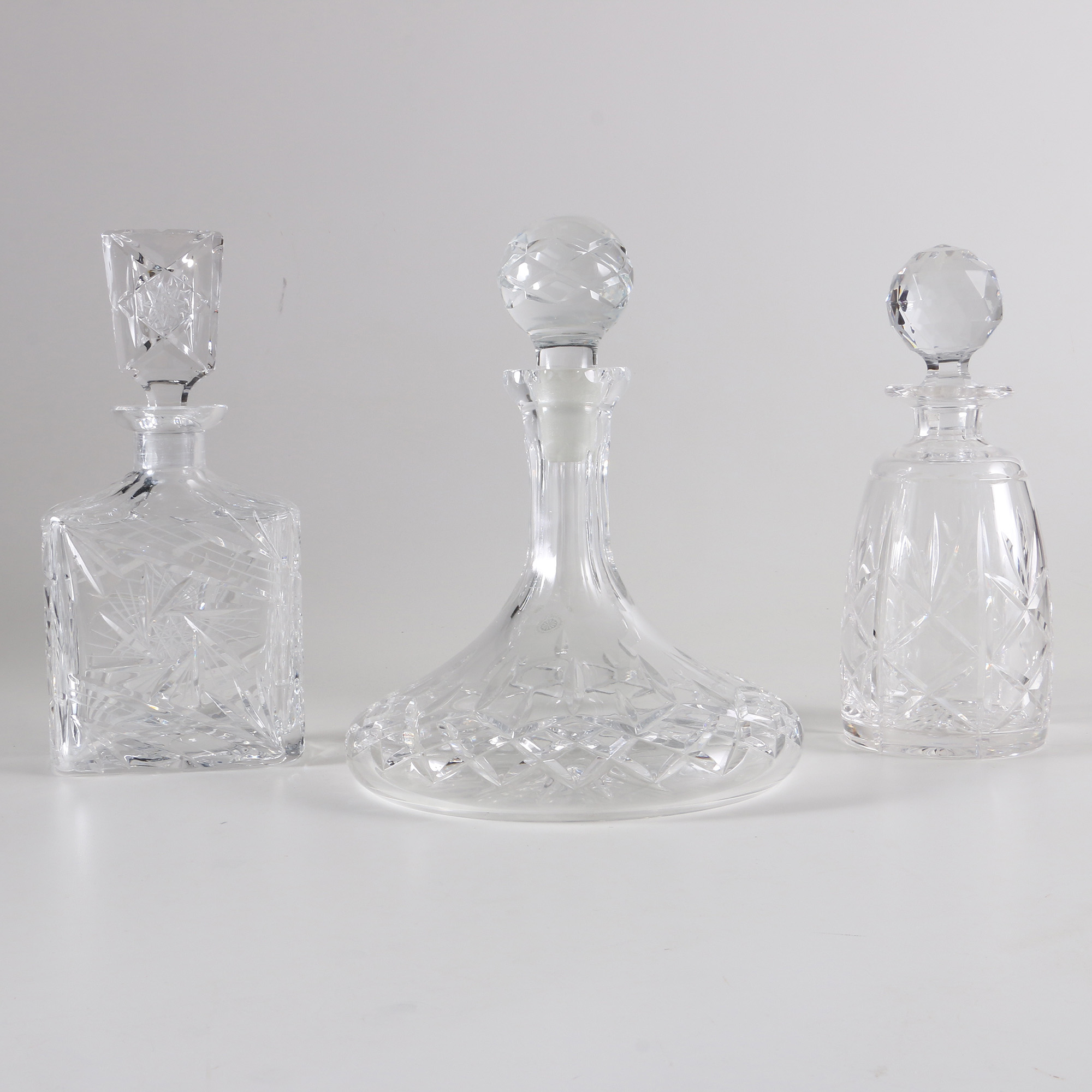 Collection of Crystal Cut Decanters Featuring Galway