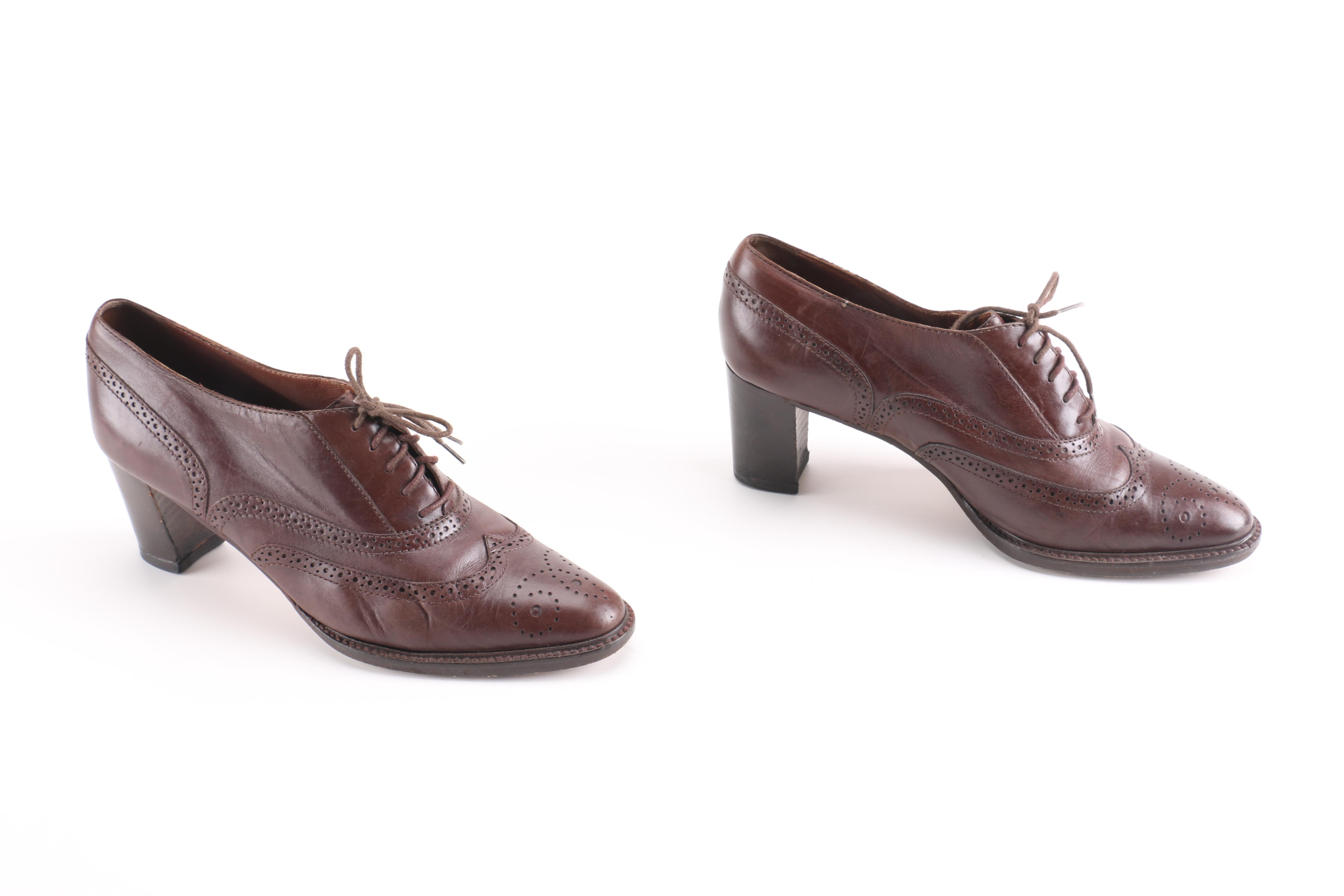 Joan & David Women's Brown Leather Oxford Heels