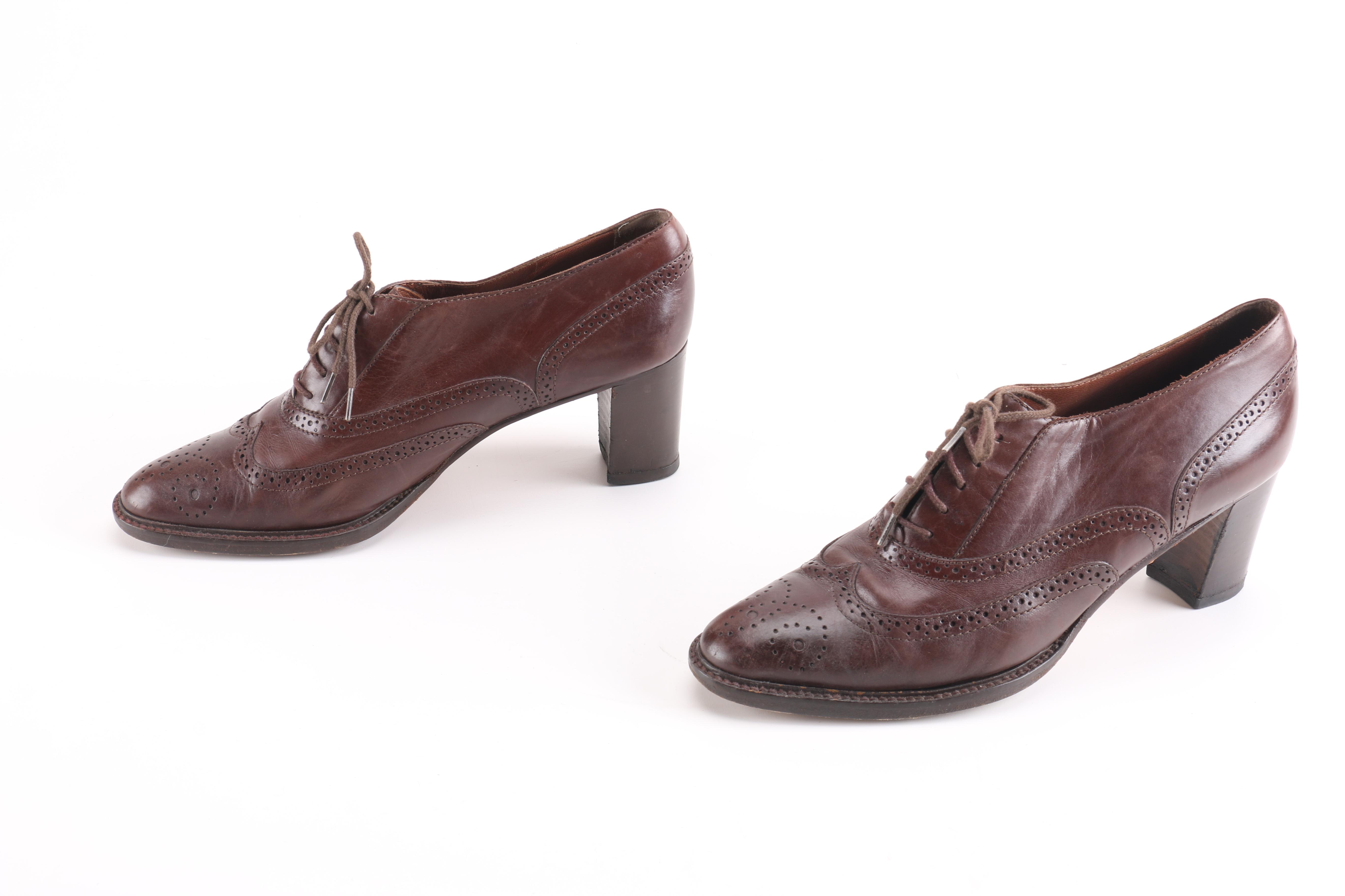 Joan & David Women's Brown Leather Oxford Heels