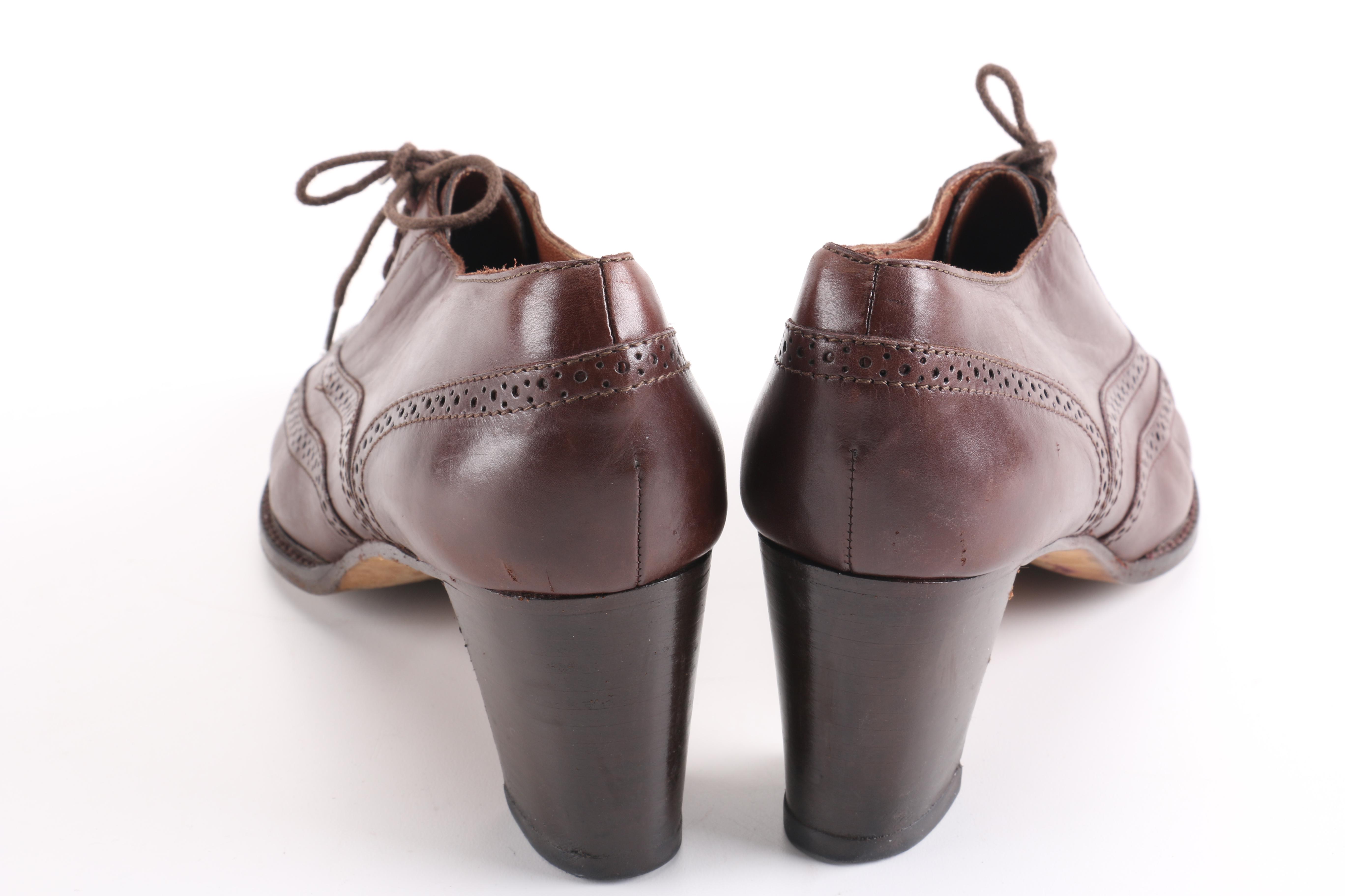 Joan & David Women's Brown Leather Oxford Heels