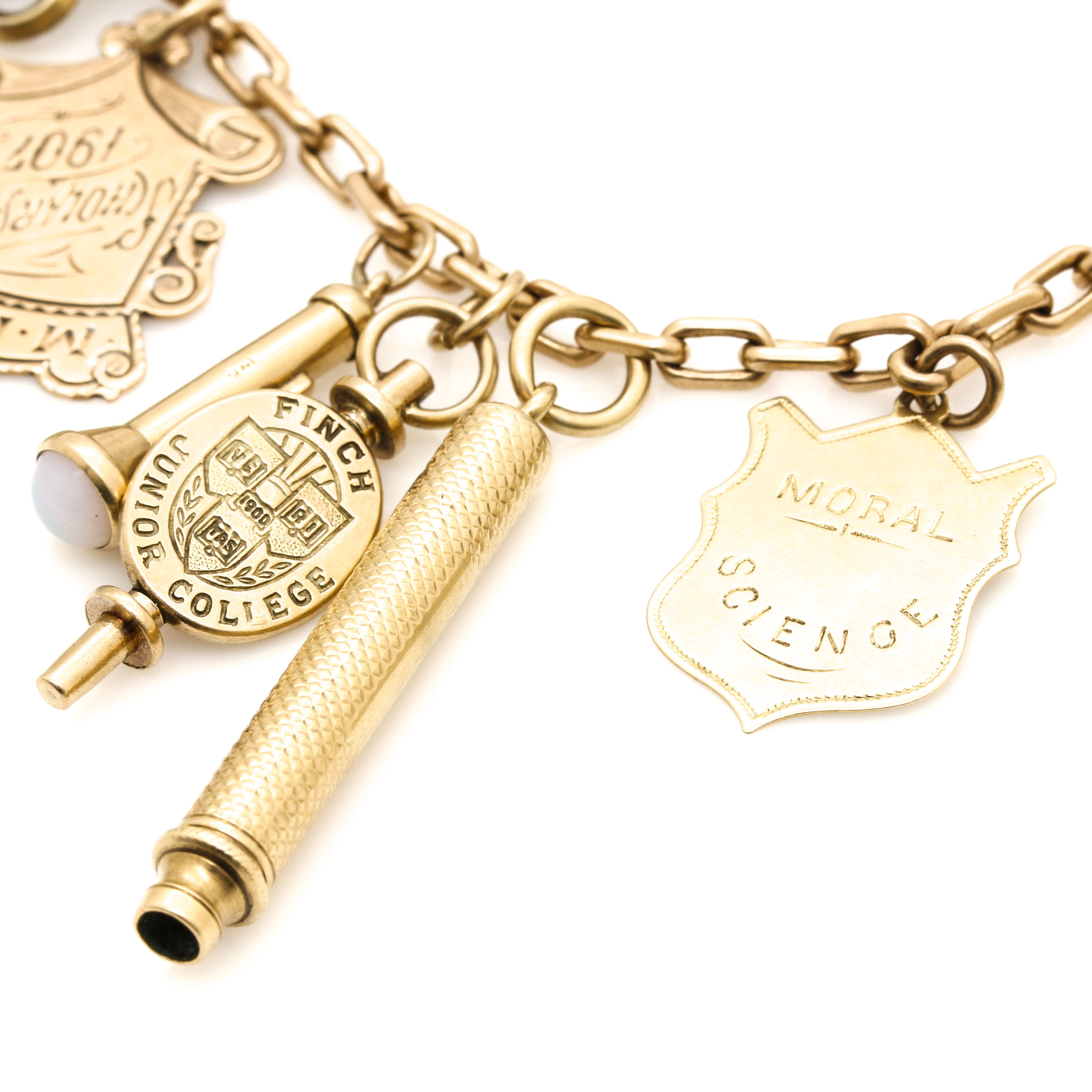 14K Rose Gold Charm Bracelet With Mixed Gold Charms