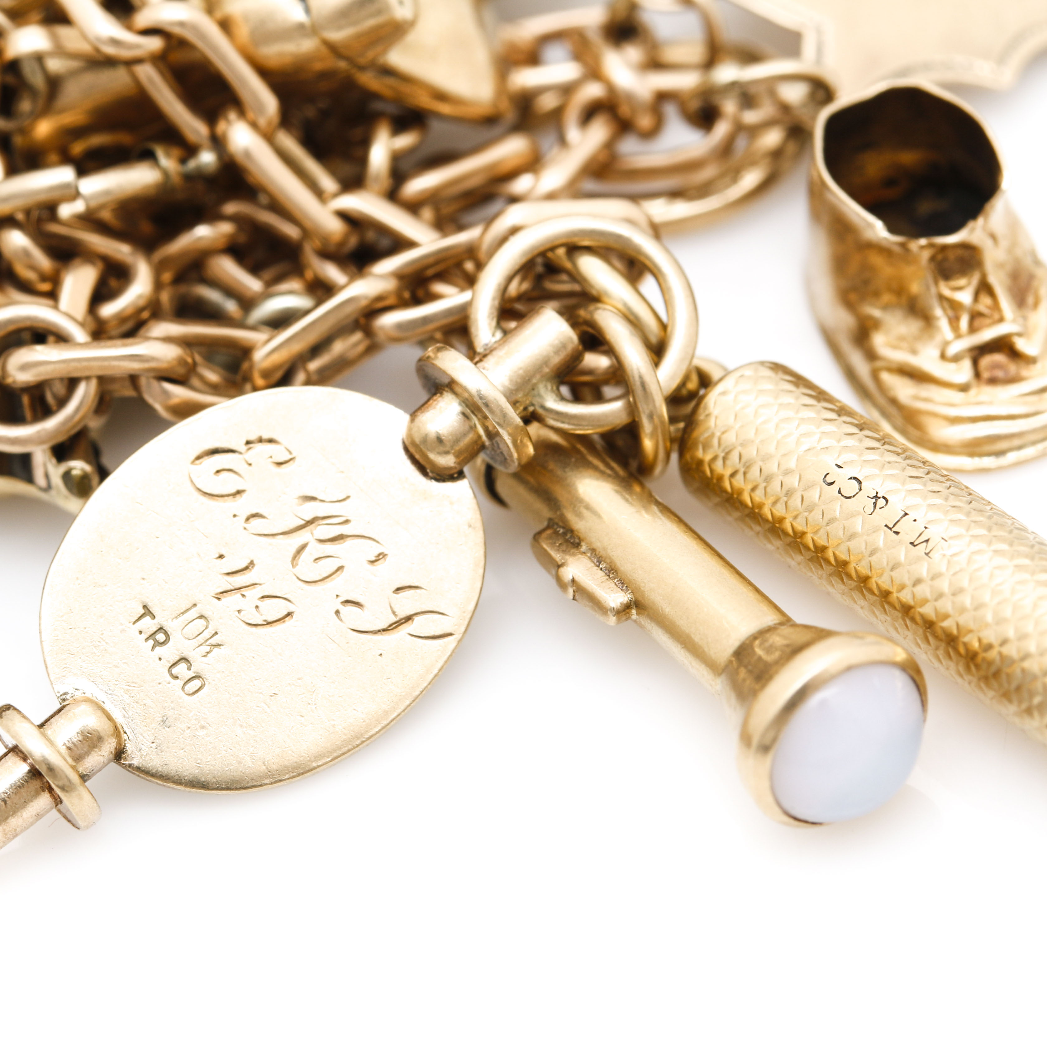 14K Rose Gold Charm Bracelet With Mixed Gold Charms