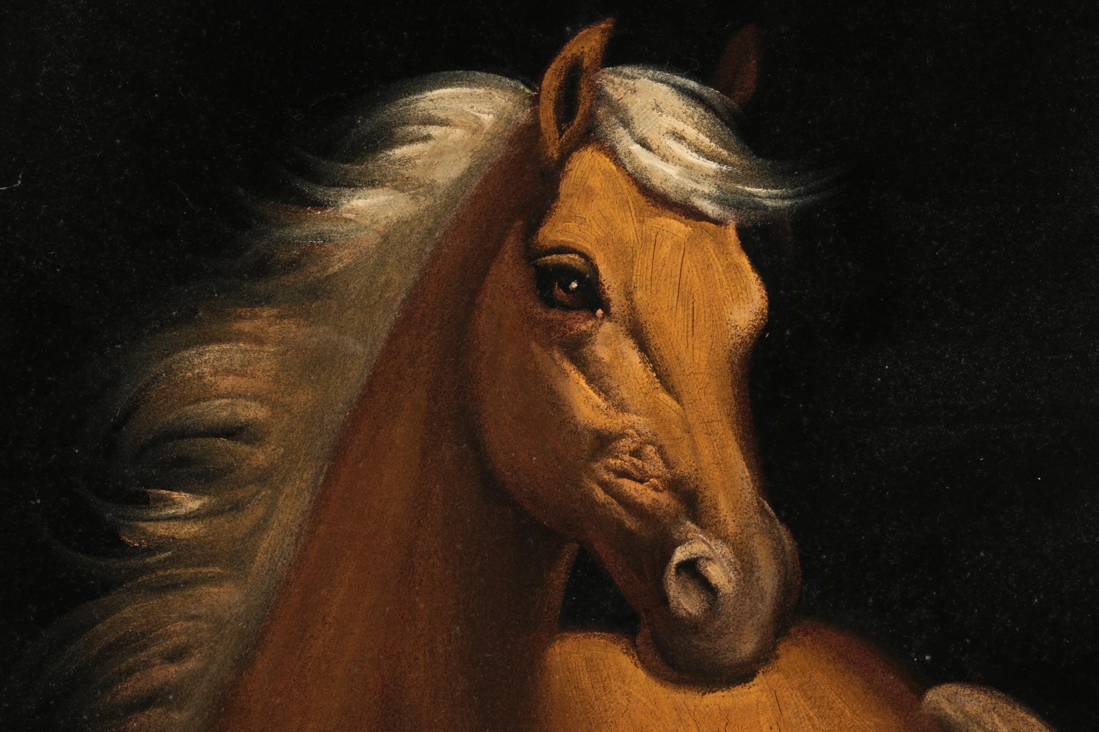 Acrylic Paintings on Black Velvet of Cowboy and Horse