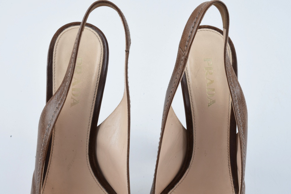 Prada Tri-Tone Brown Leather Platform Heels