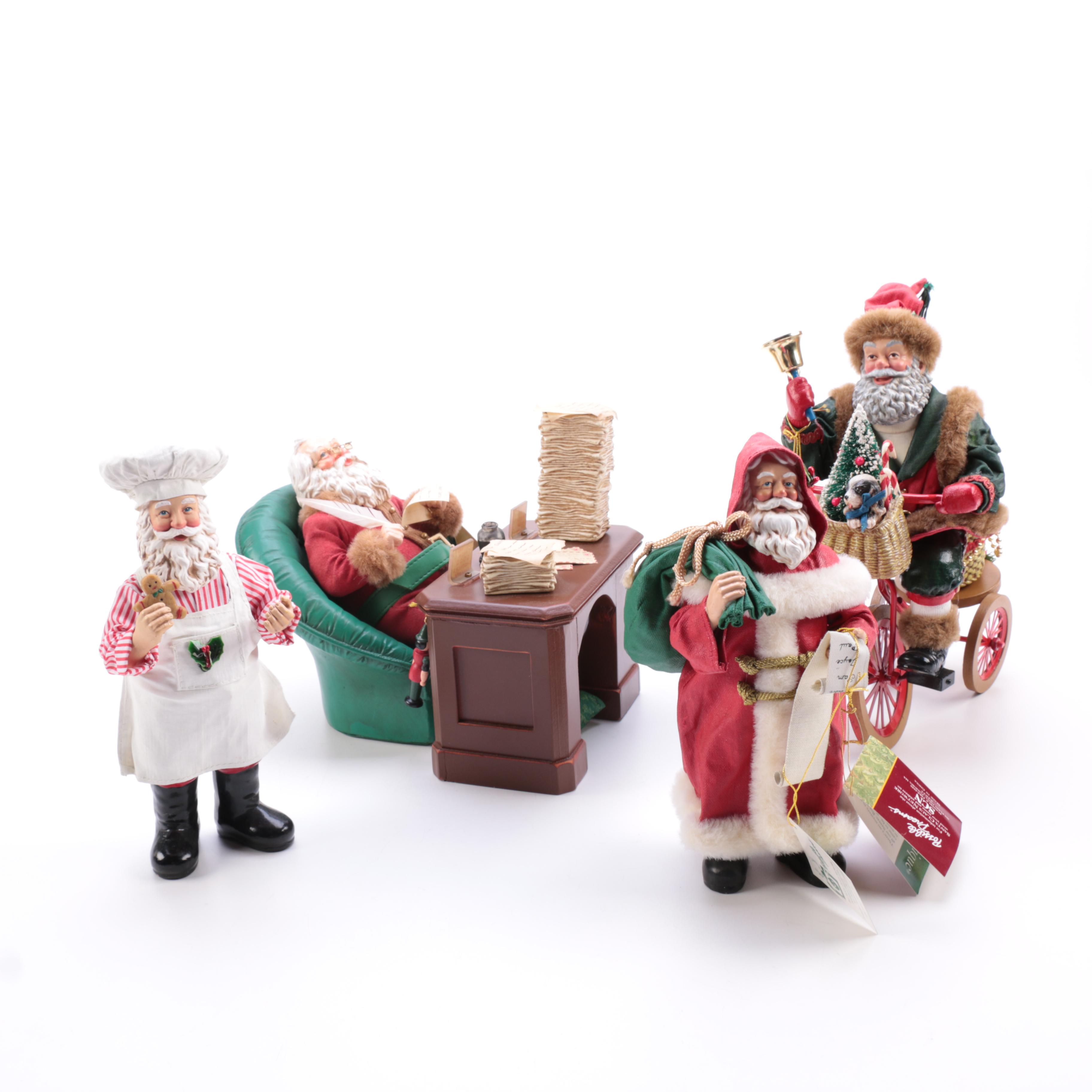 Assorted Santa Claus Figurines Including Clothtique Santas by Possible Dreams