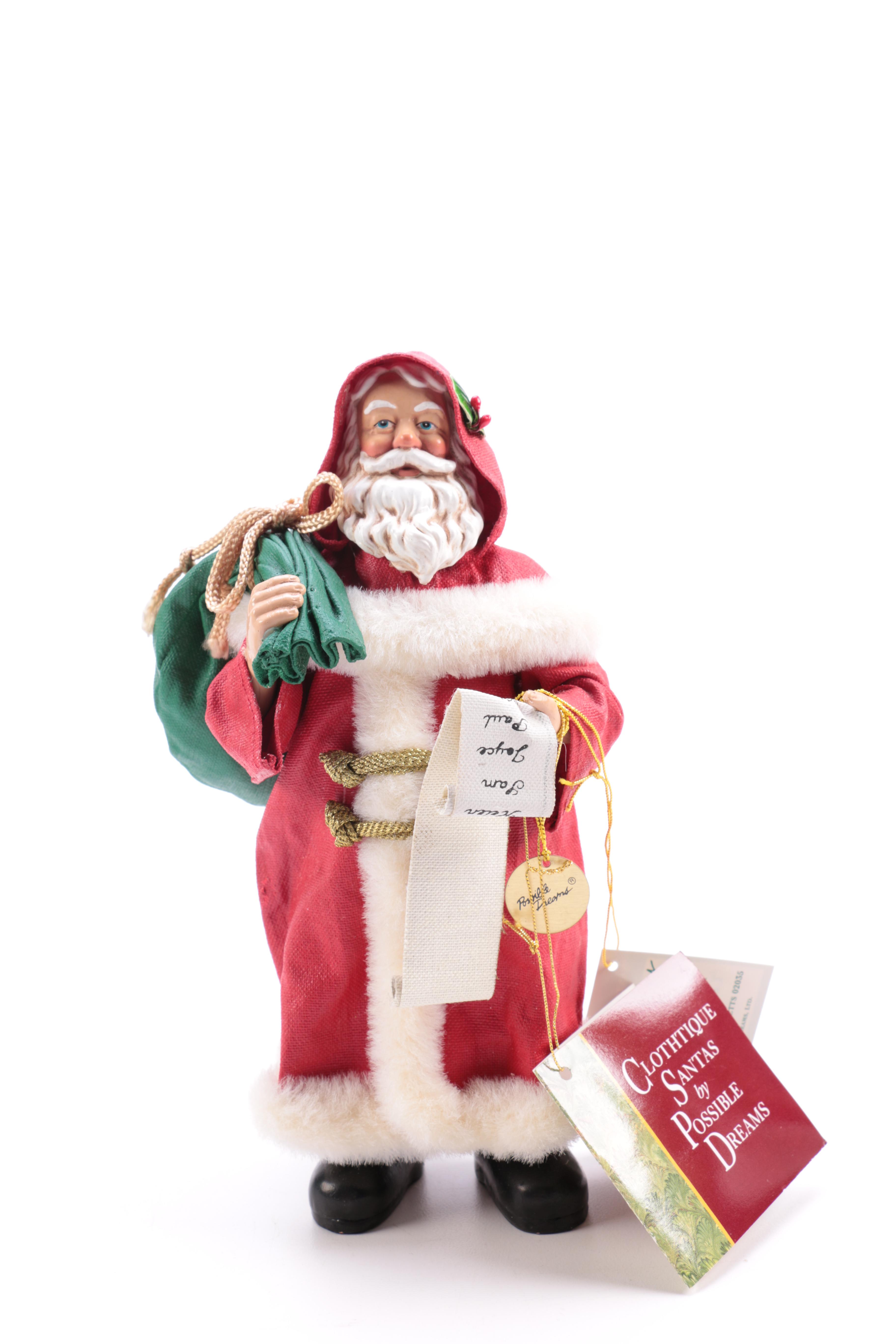 Assorted Santa Claus Figurines Including Clothtique Santas by Possible Dreams