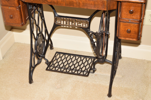 Antique Singer Sewing Machine and Tiger Oak Table