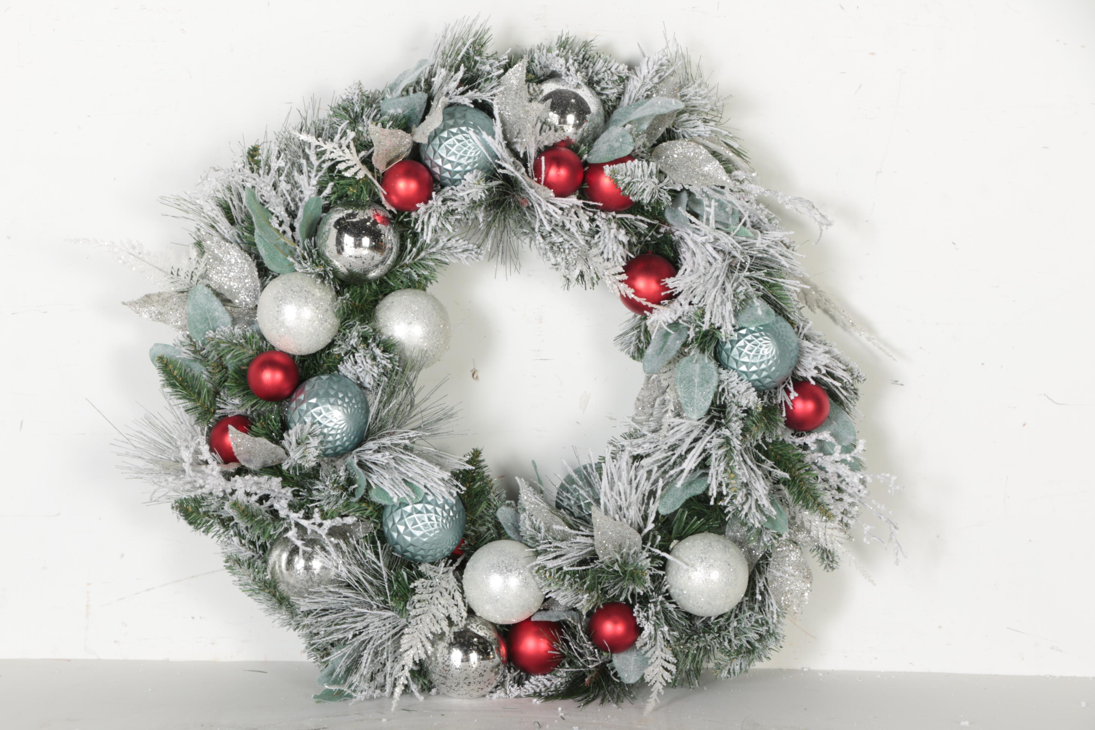 Four Pottery Barn Frosted Wreaths