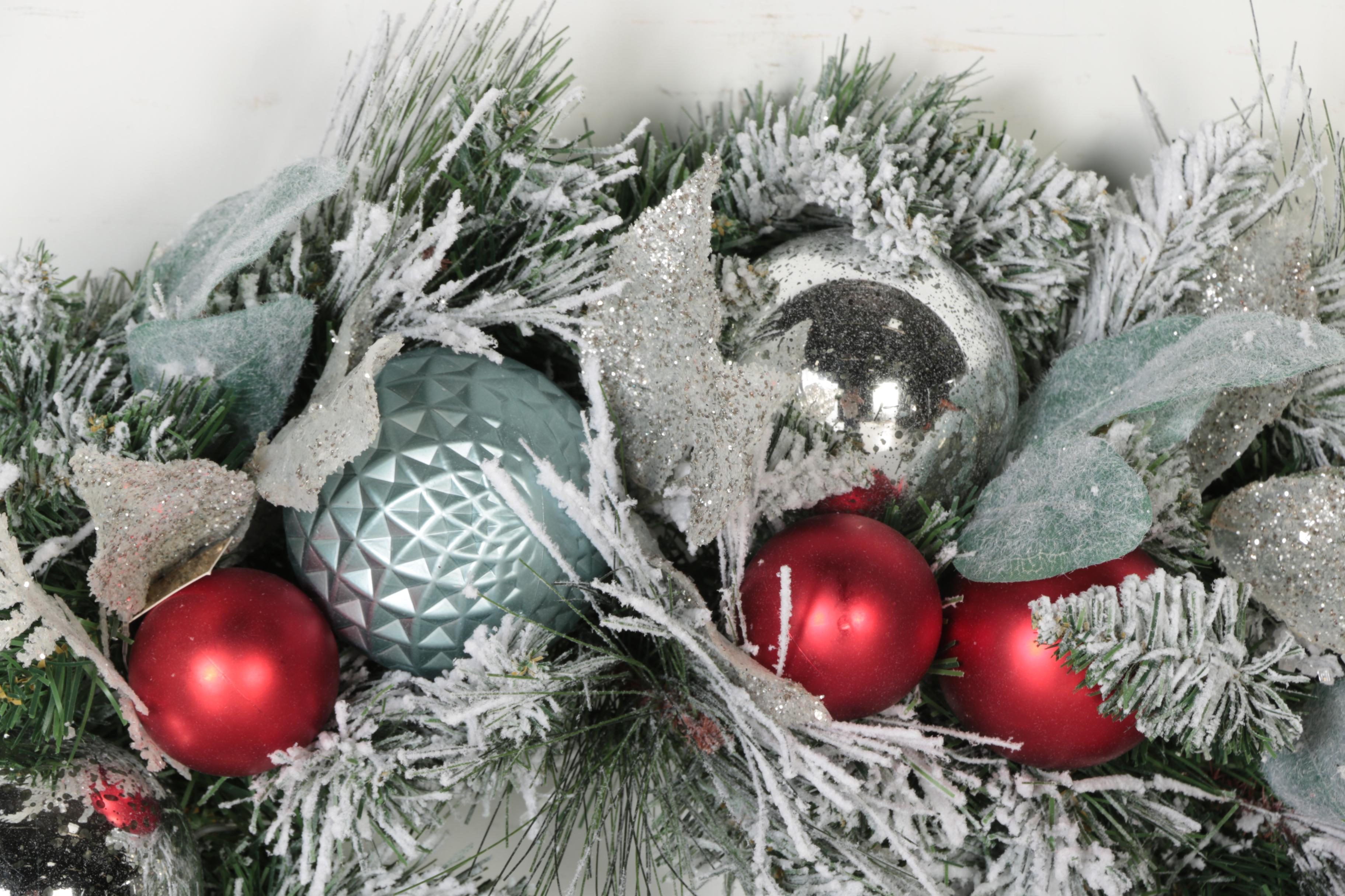 Four Pottery Barn Frosted Wreaths