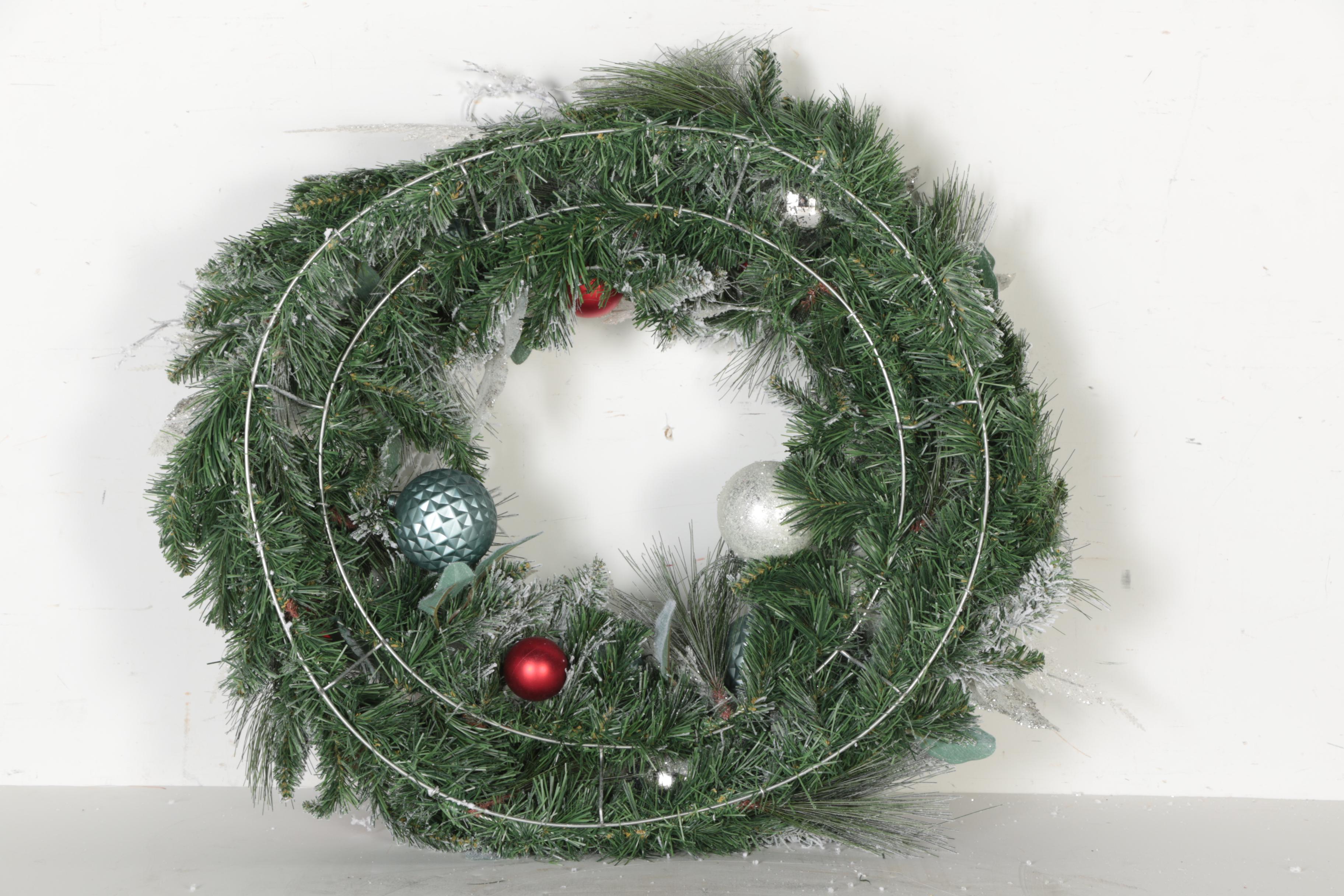 Four Pottery Barn Frosted Wreaths