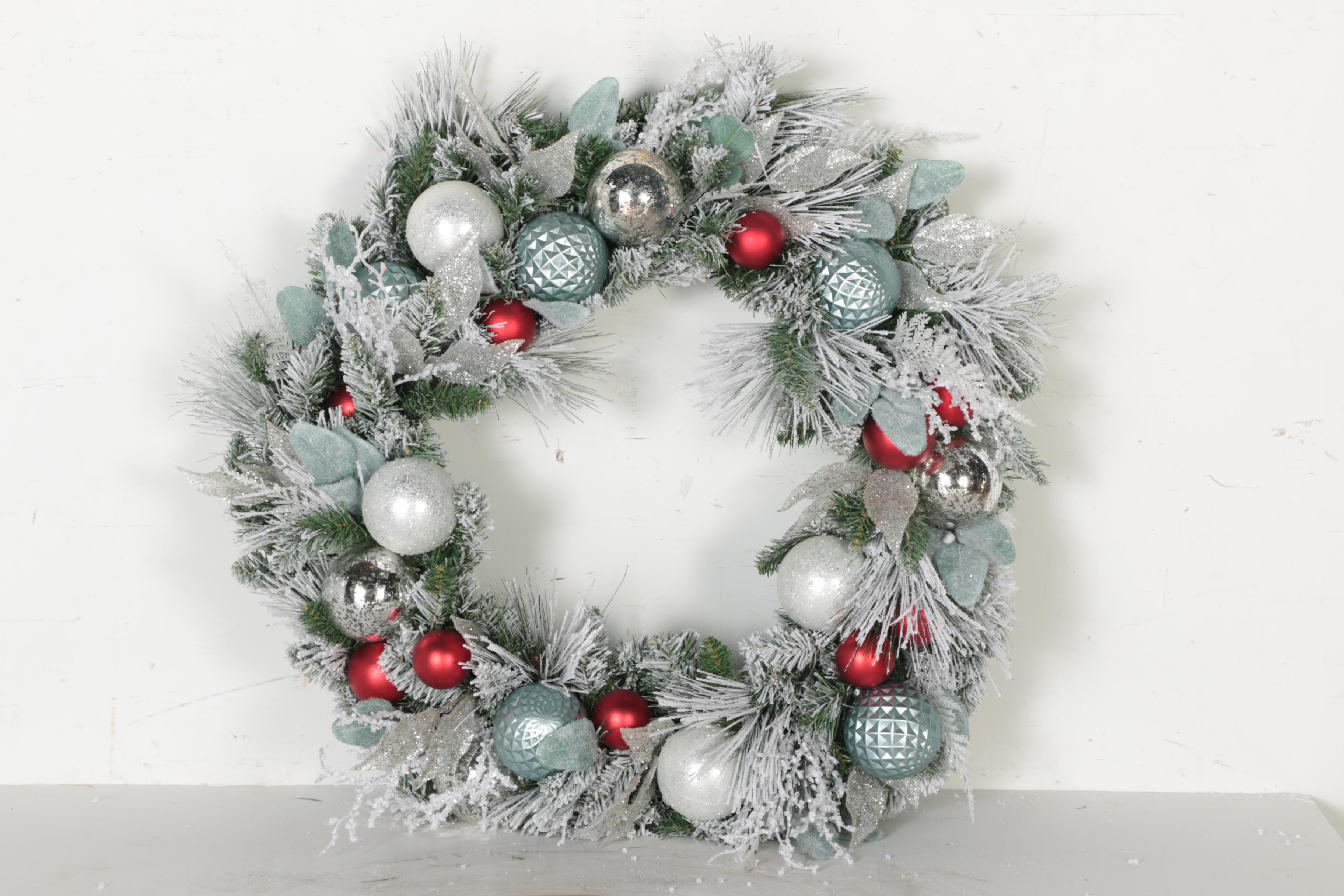 Four Pottery Barn Frosted Wreaths