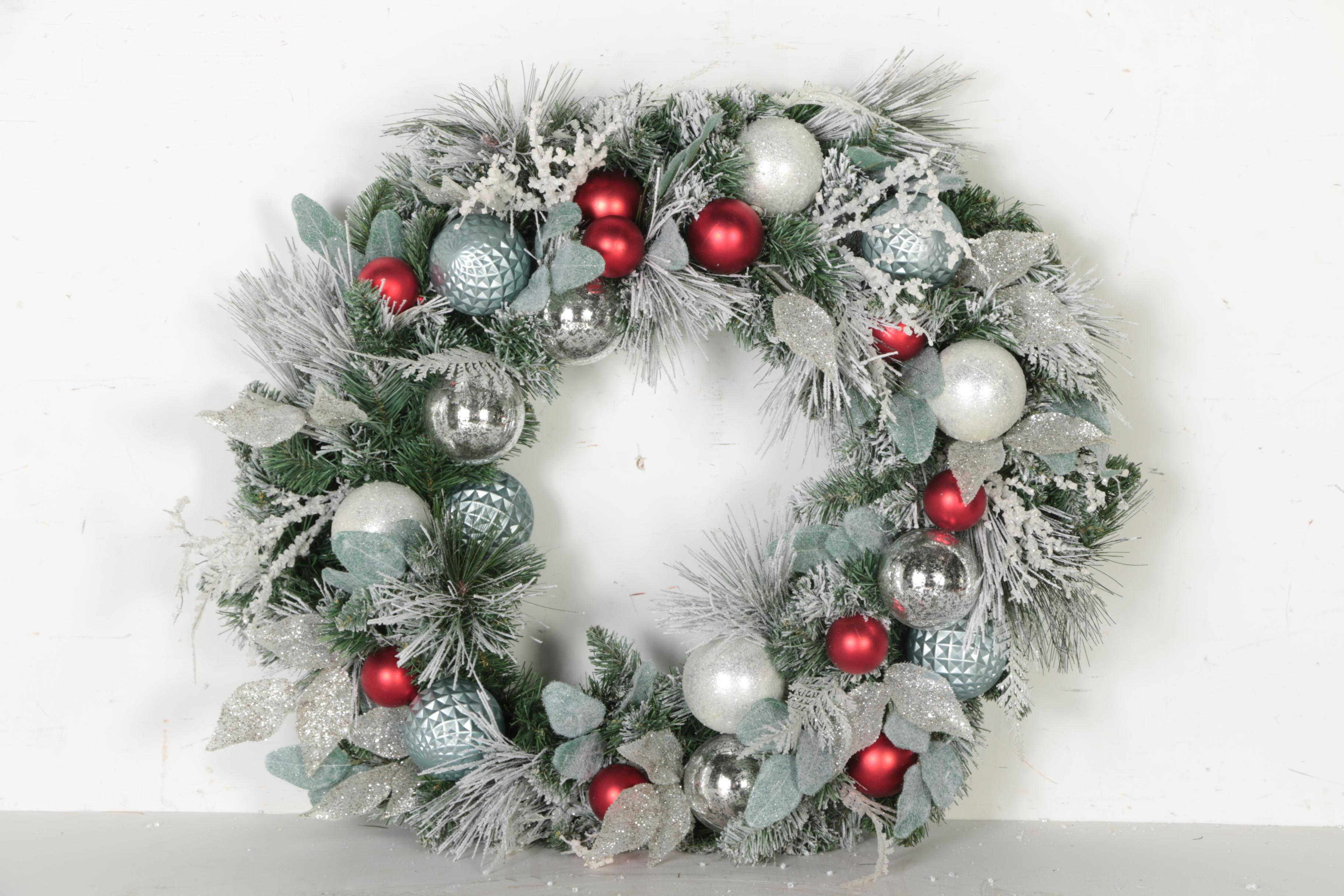 Four Pottery Barn Frosted Wreaths