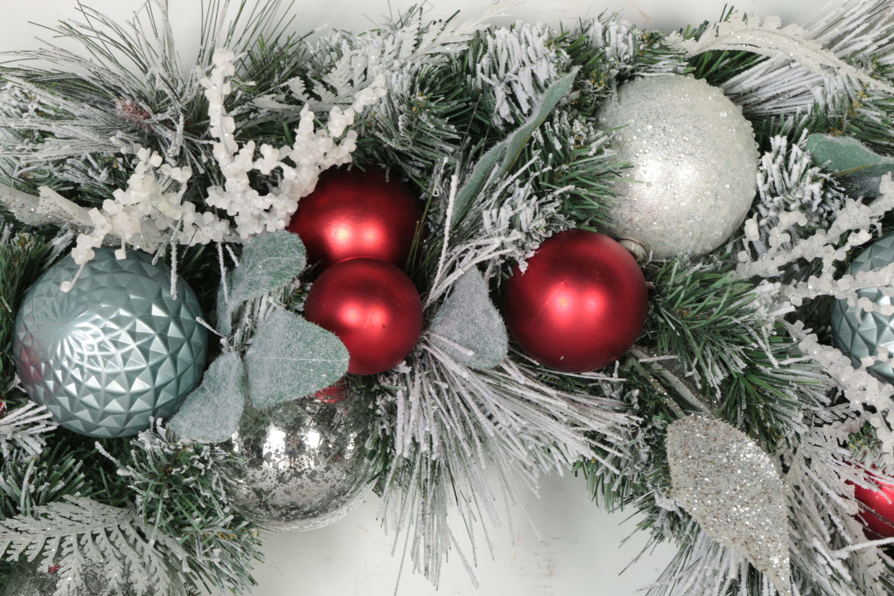 Four Pottery Barn Frosted Wreaths