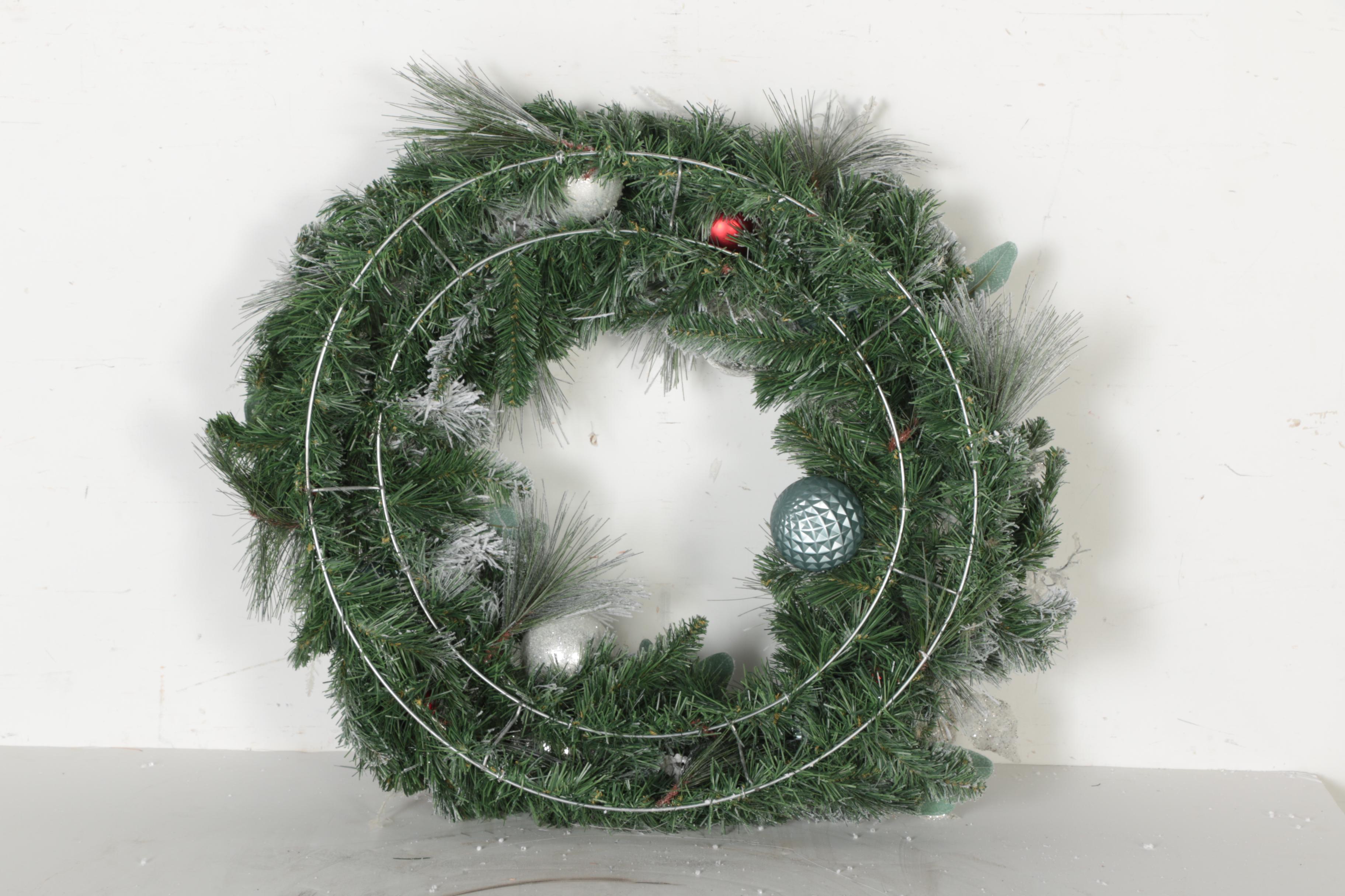 Four Pottery Barn Frosted Wreaths