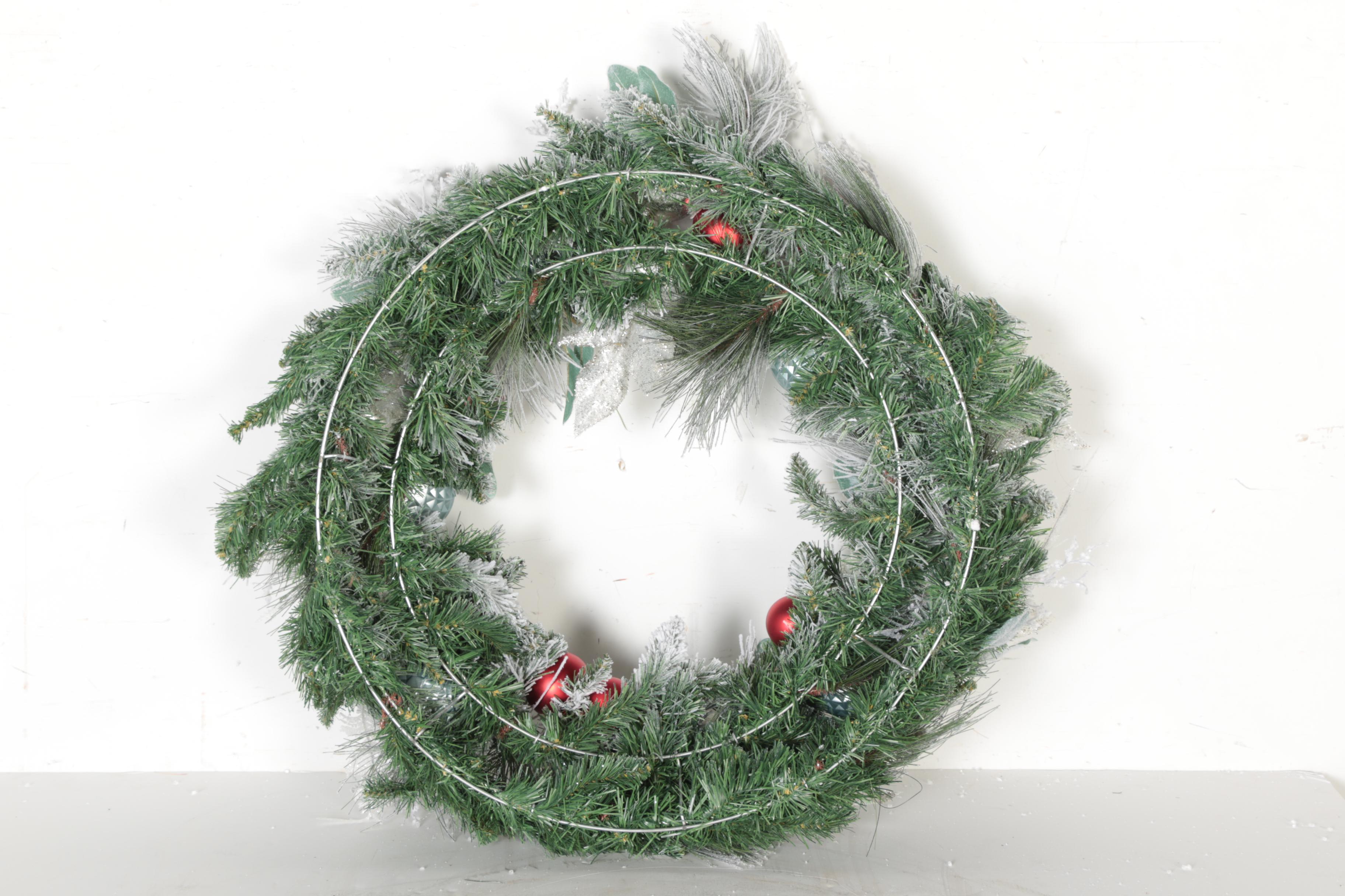 Four Pottery Barn Frosted Wreaths