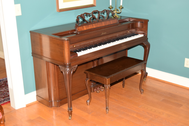 Baldwin Acrosonic Spinet Piano, Bench and Sheet Music
