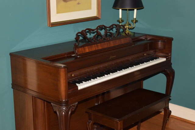 Baldwin Acrosonic Spinet Piano, Bench and Sheet Music