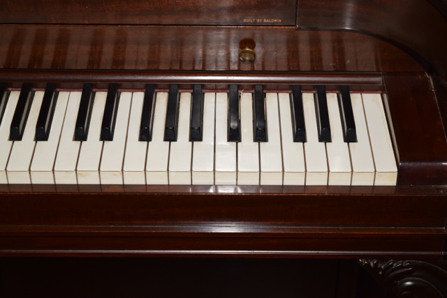 Baldwin Acrosonic Spinet Piano, Bench and Sheet Music