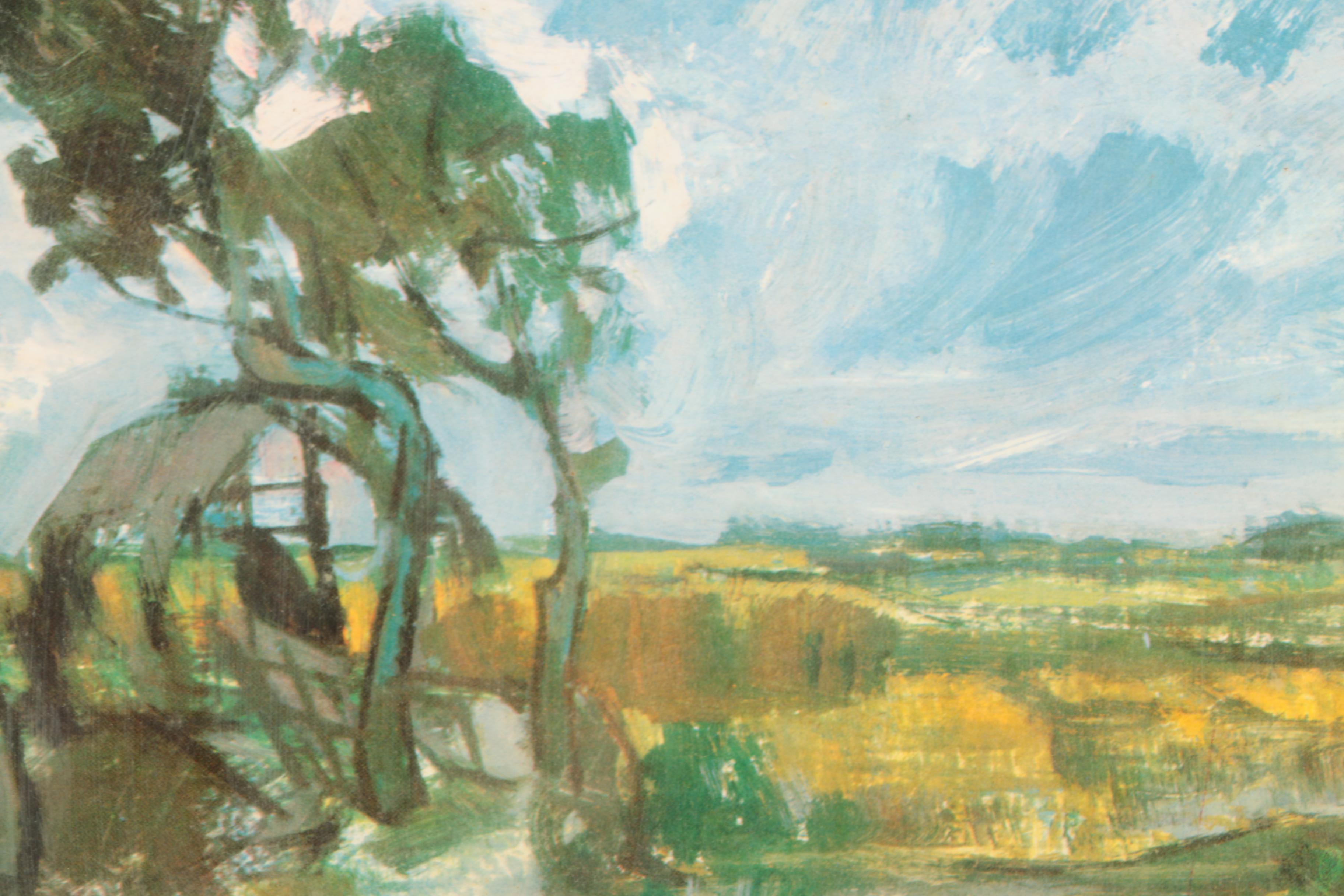 Offset Lithograph on Paper of Lush Landscape