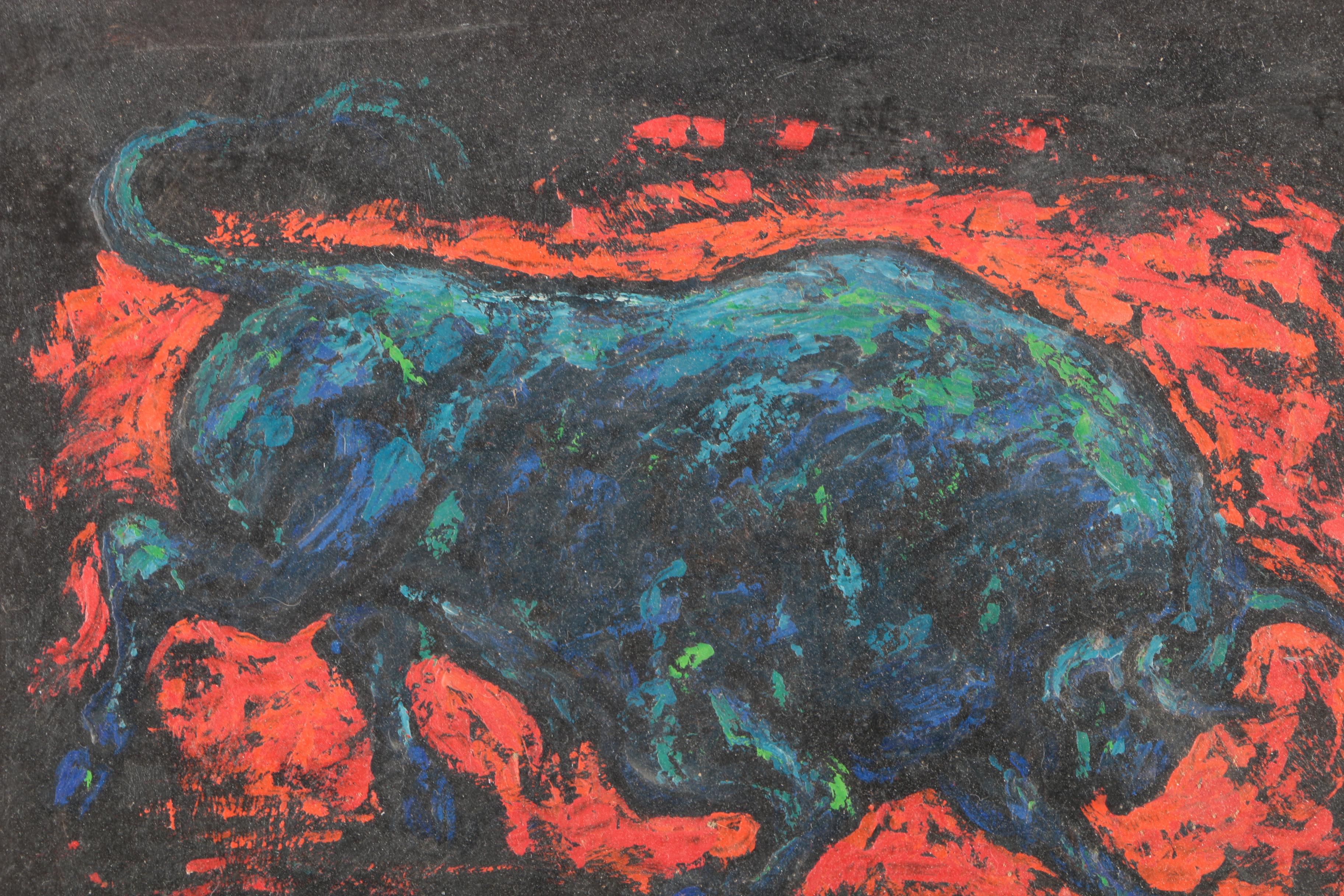 Charles Burdick Oil Painting on Board of a Bull