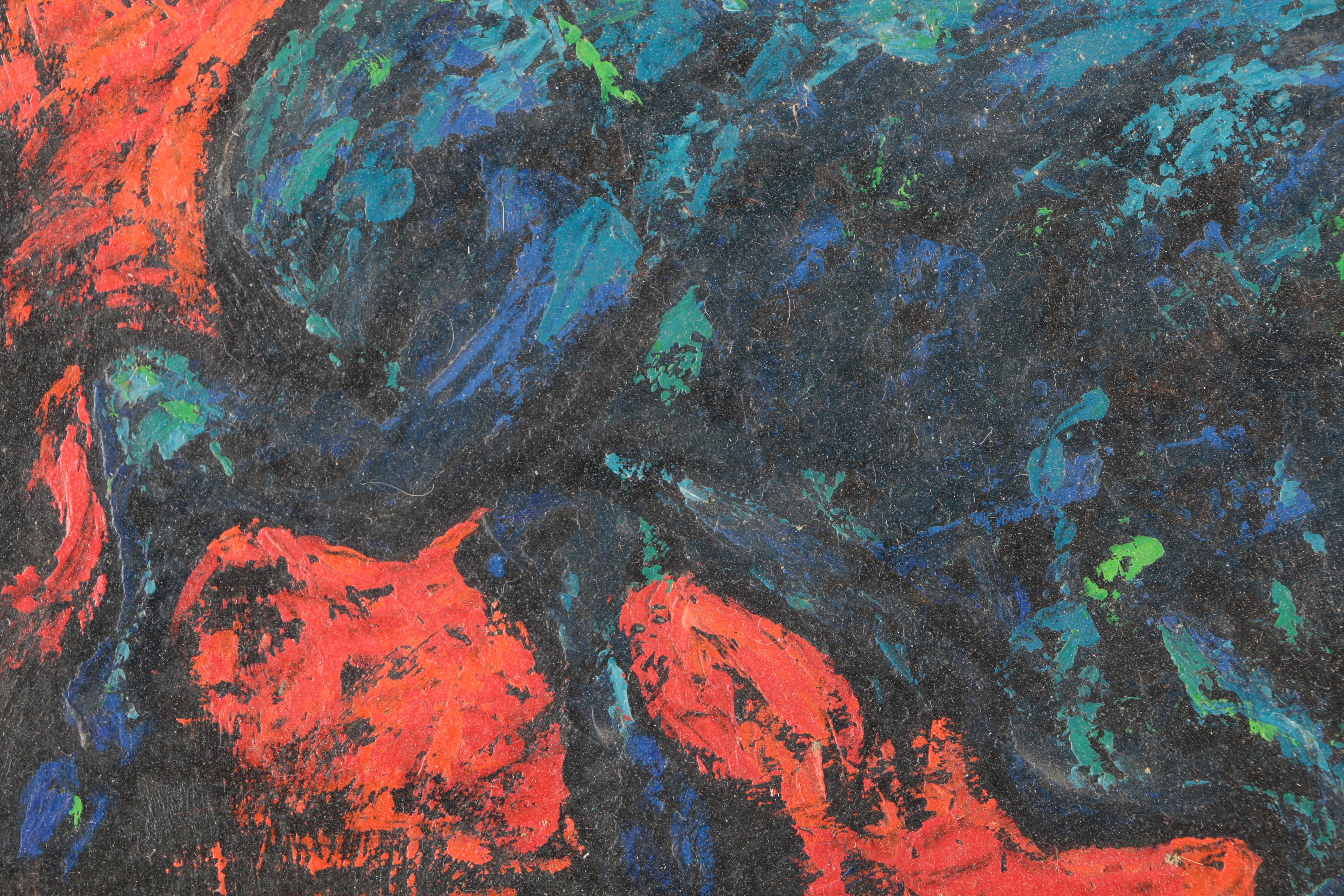 Charles Burdick Oil Painting on Board of a Bull