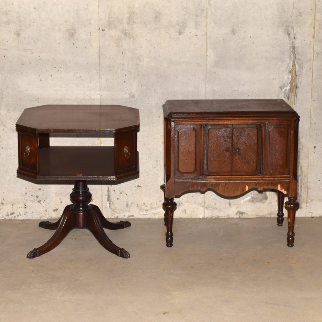 Vintage Victrola Cabinet and Side Table
