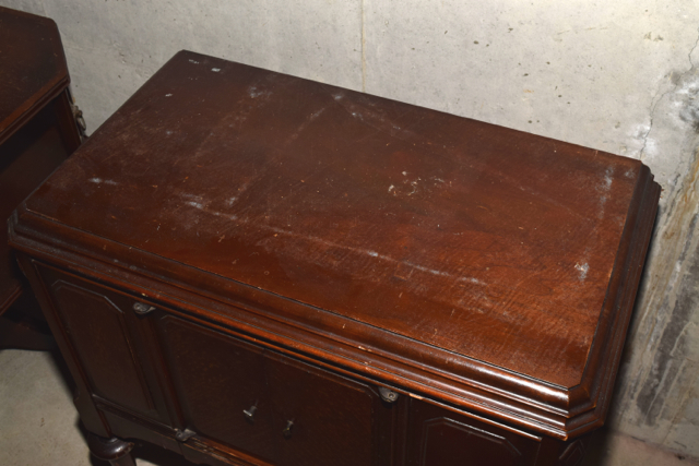 Vintage Victrola Cabinet and Side Table