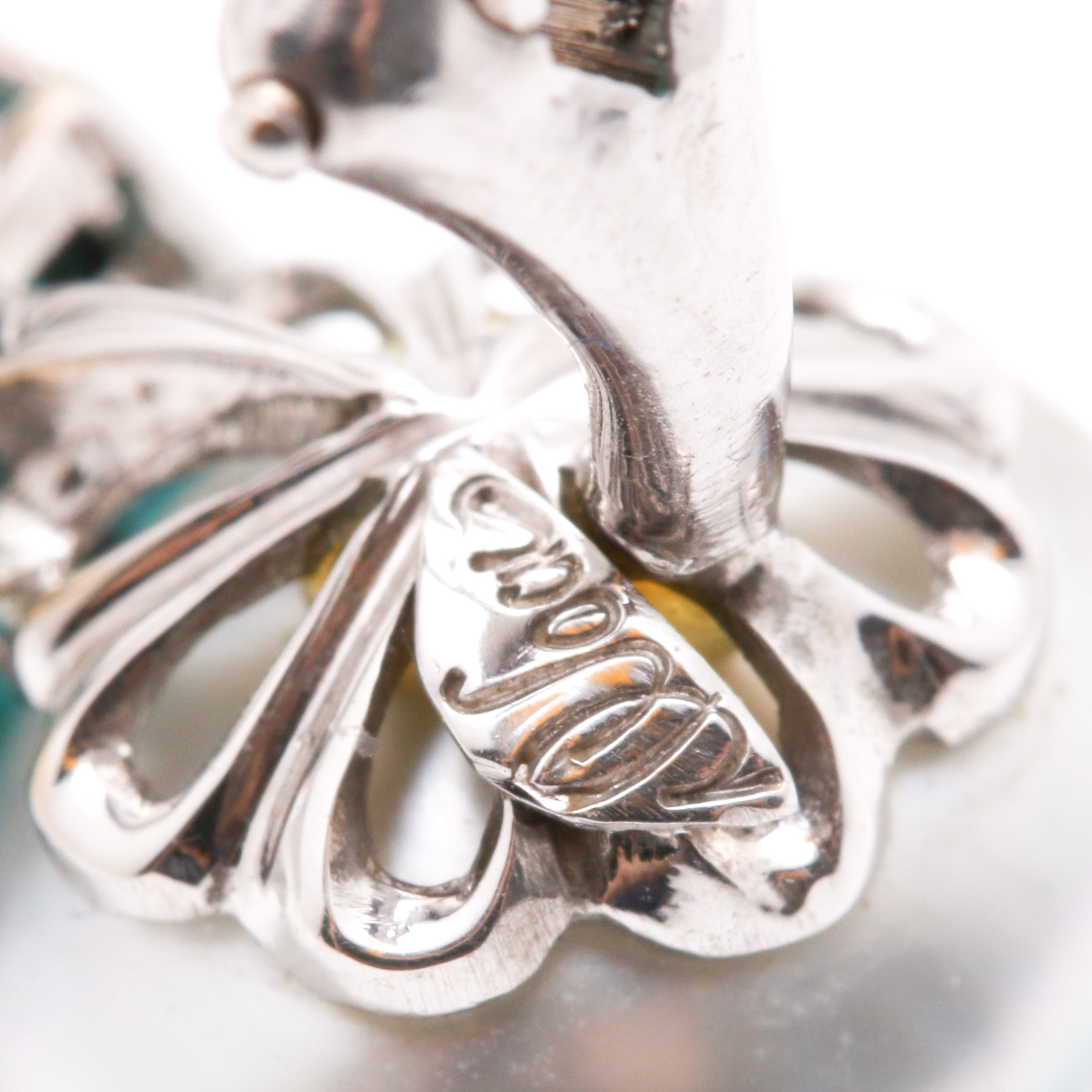 18K White Gold Tourmaline and Pearl Earrings