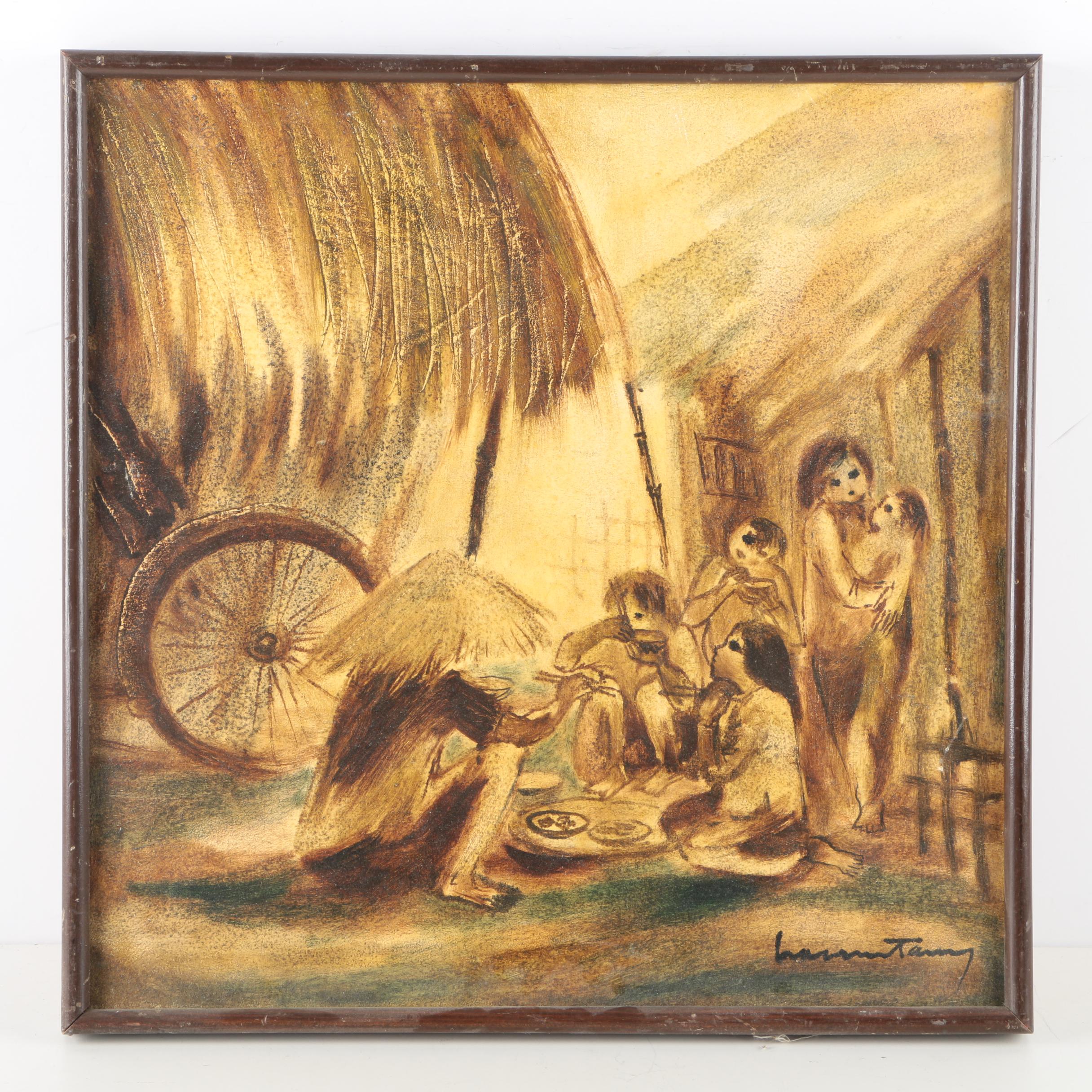 Oil Painting on Canvas of East Asian Style Composition