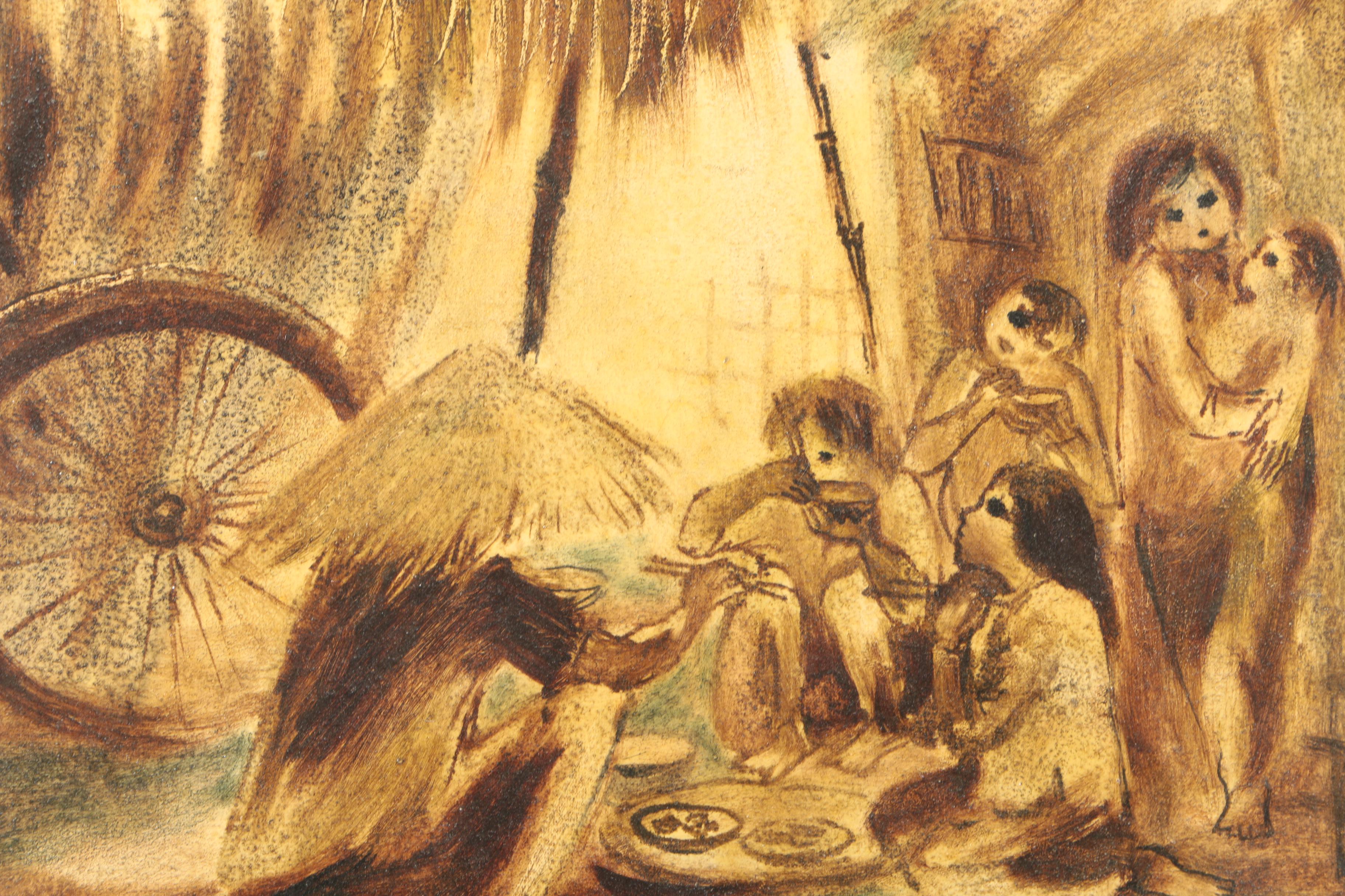 Oil Painting on Canvas of East Asian Style Composition