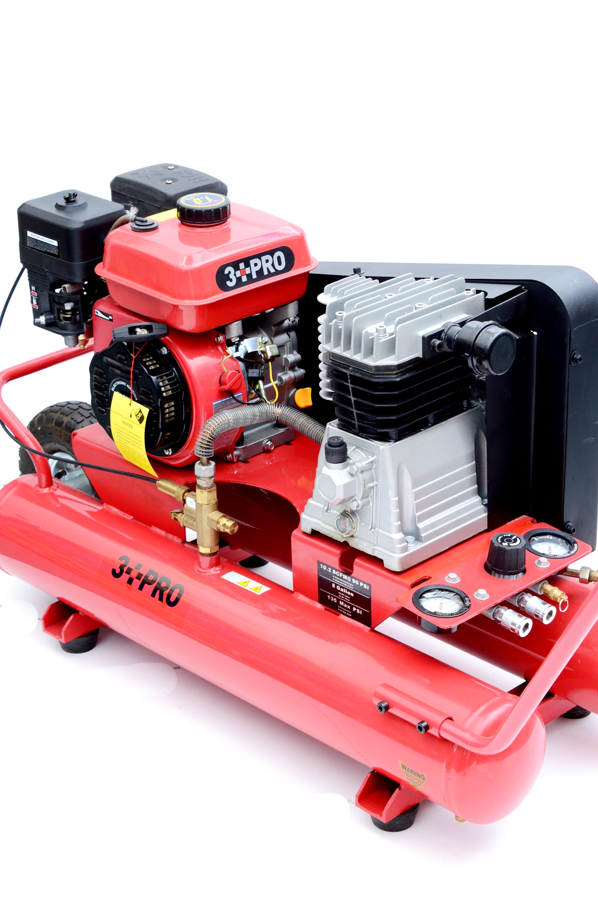 3 PRO 8 Gallon Oil Lubricated Wheelbarrow Compressor