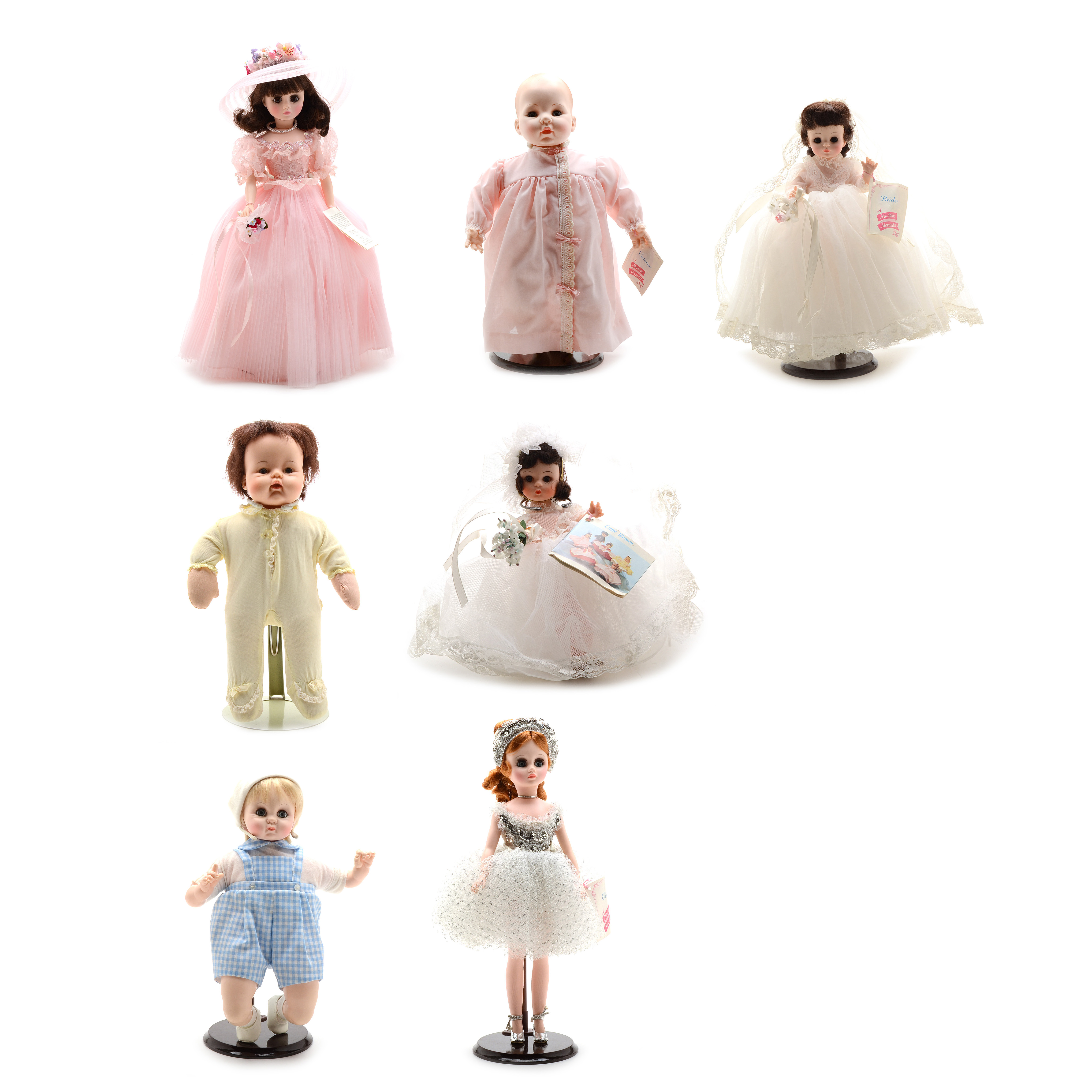 Collection of Madame Alexander Collectible Dolls including Bride